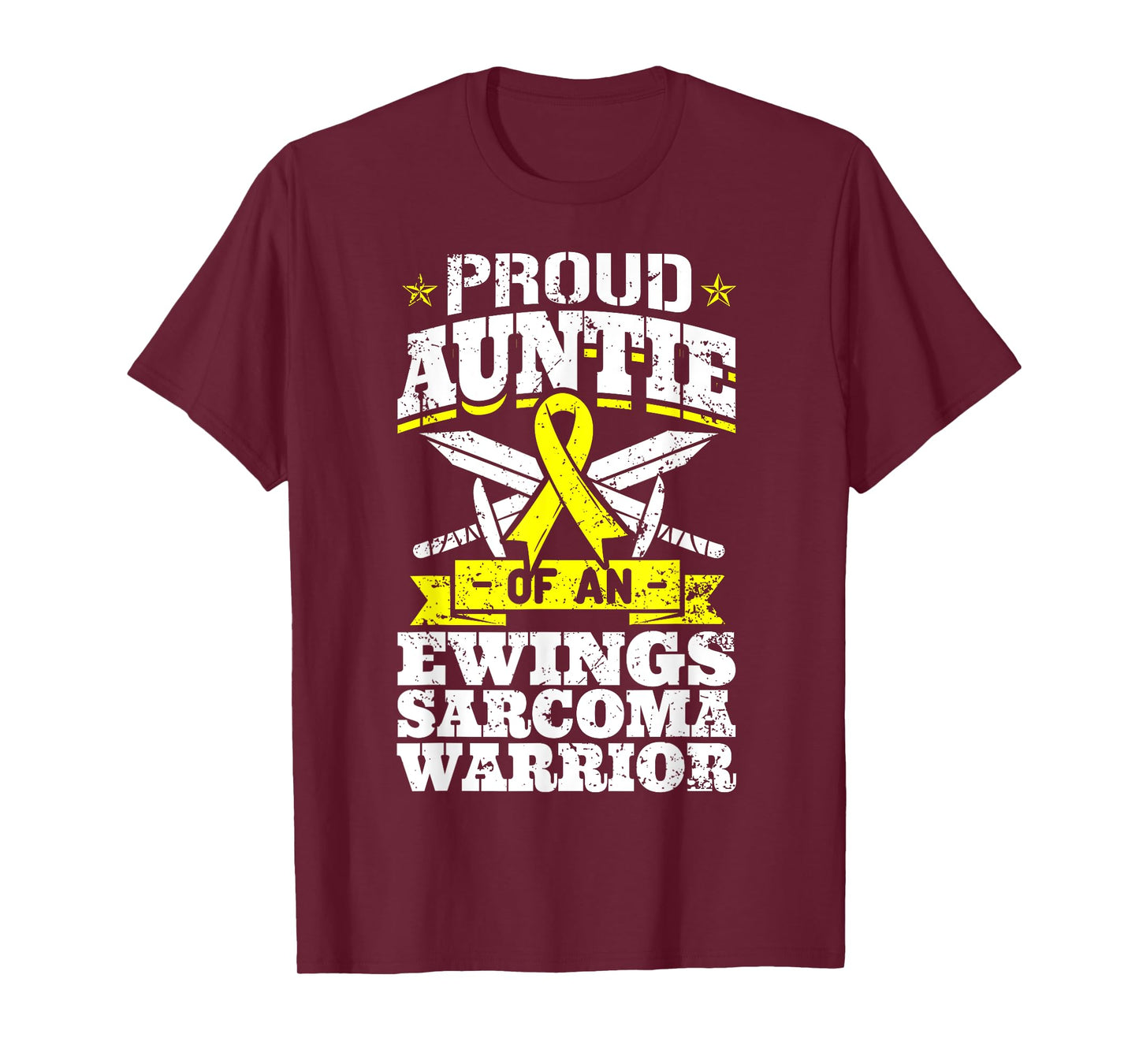 Proud Auntie Of An Ewings Sarcoma Warrior Awareness Ribbon T-Shirt