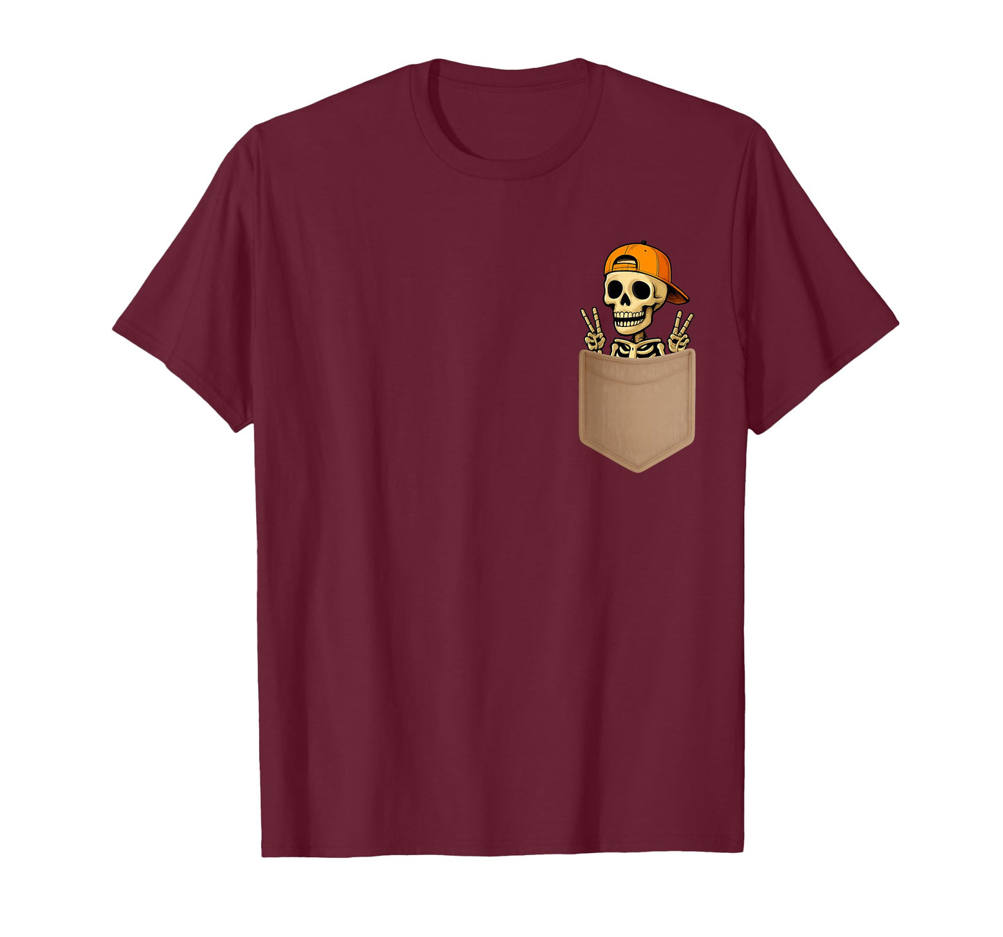 Halloween Skeleton Peeking in Pocket Skeleton Lover T-Shirt