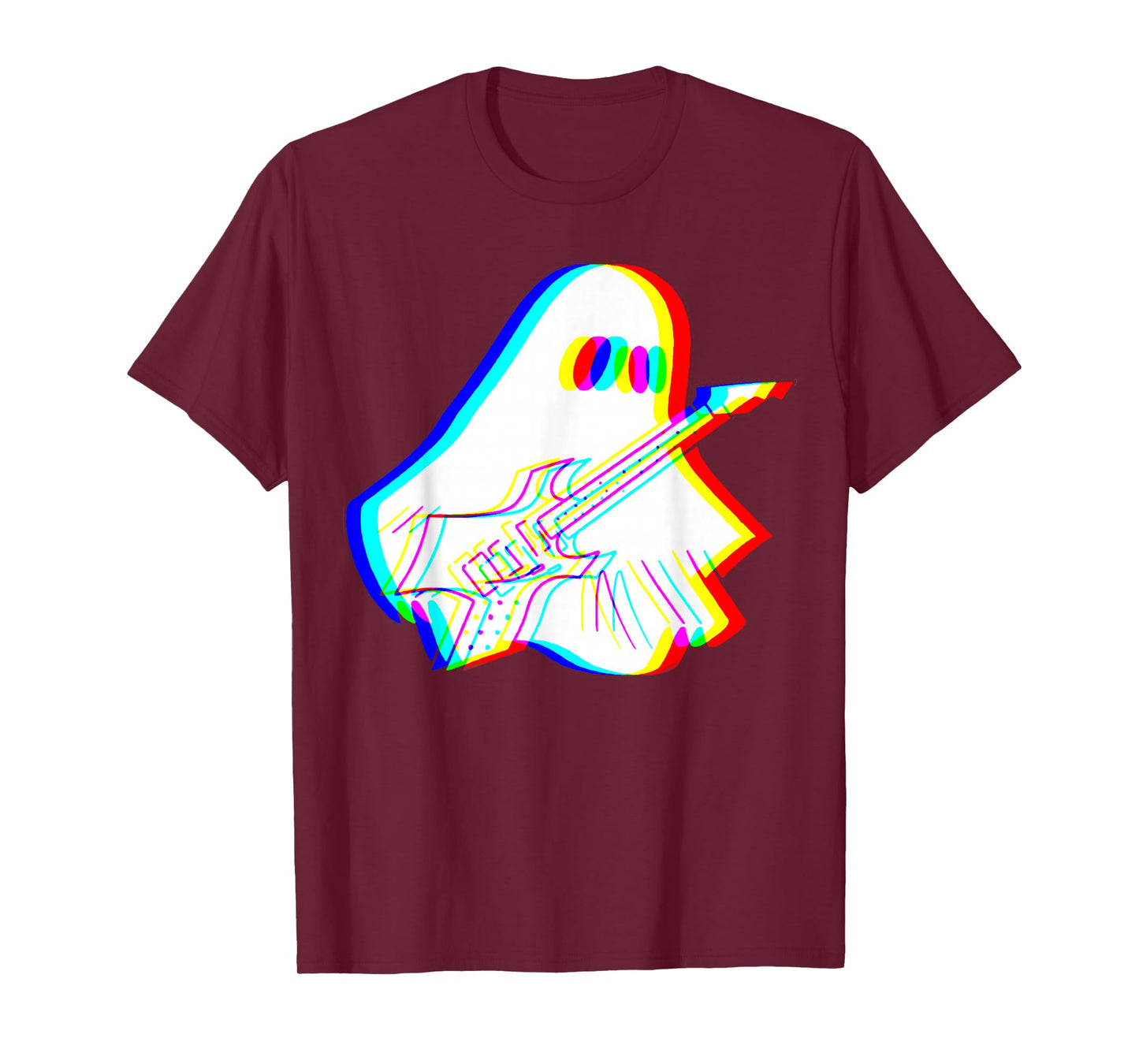 Ghost Playing Electric Guitar Rock Halloween Mens Kids Boys T-Shirt