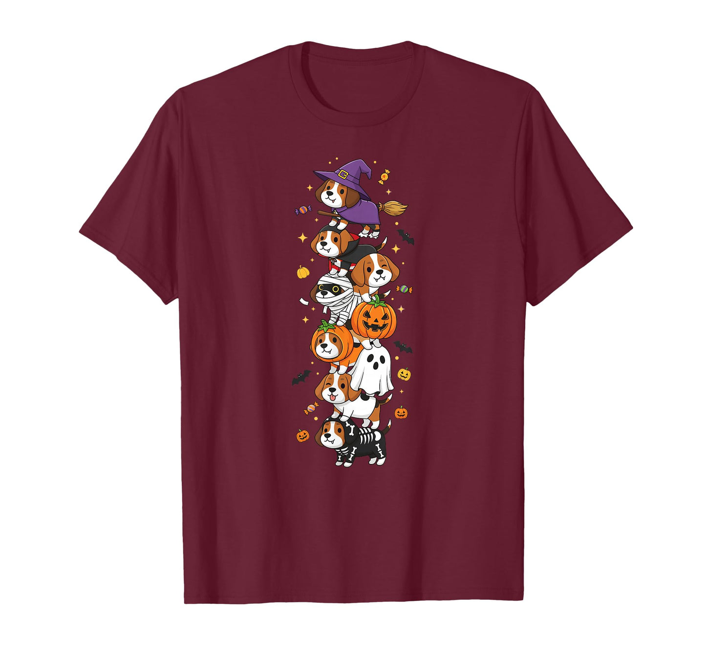 Funny Beagle Witch Vampire Ghost Halloween Kids Mens Womens T-Shirt