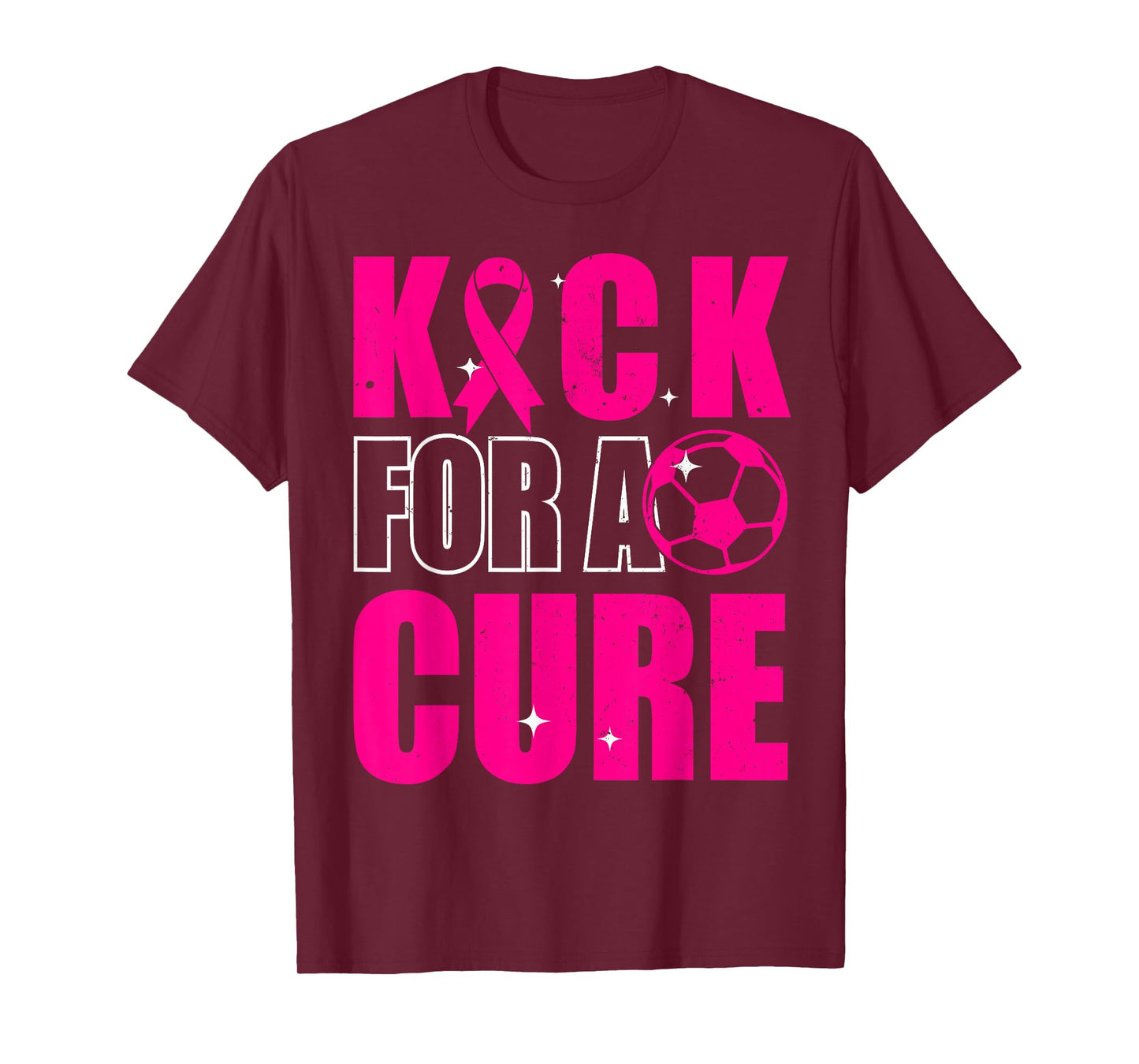 Kick For a Cure Breast Cancer Awareness Pink Ribbon Soccer T-Shirt