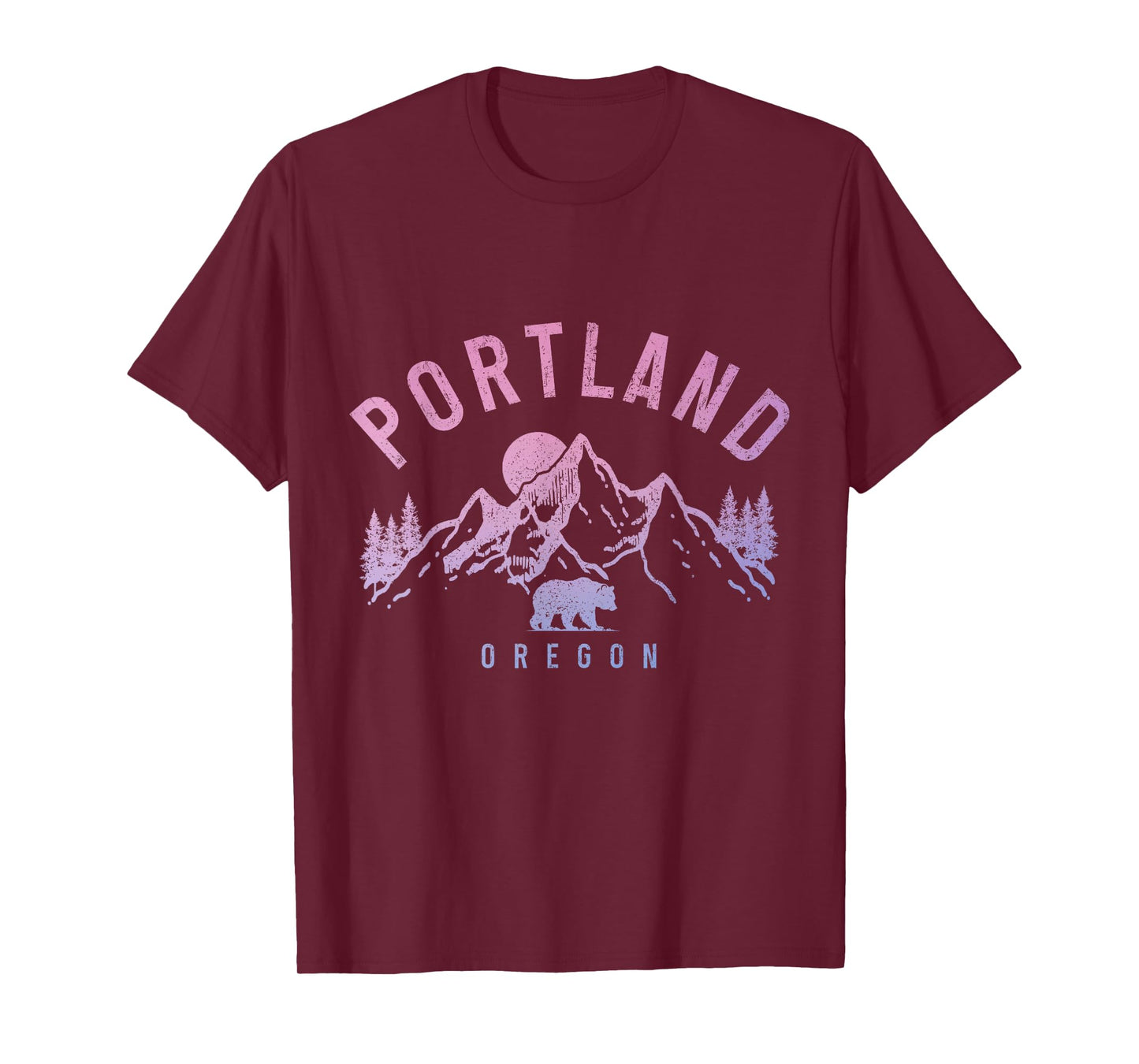 Portland Oregon Mountains Bear Nature Vintage T-Shirt