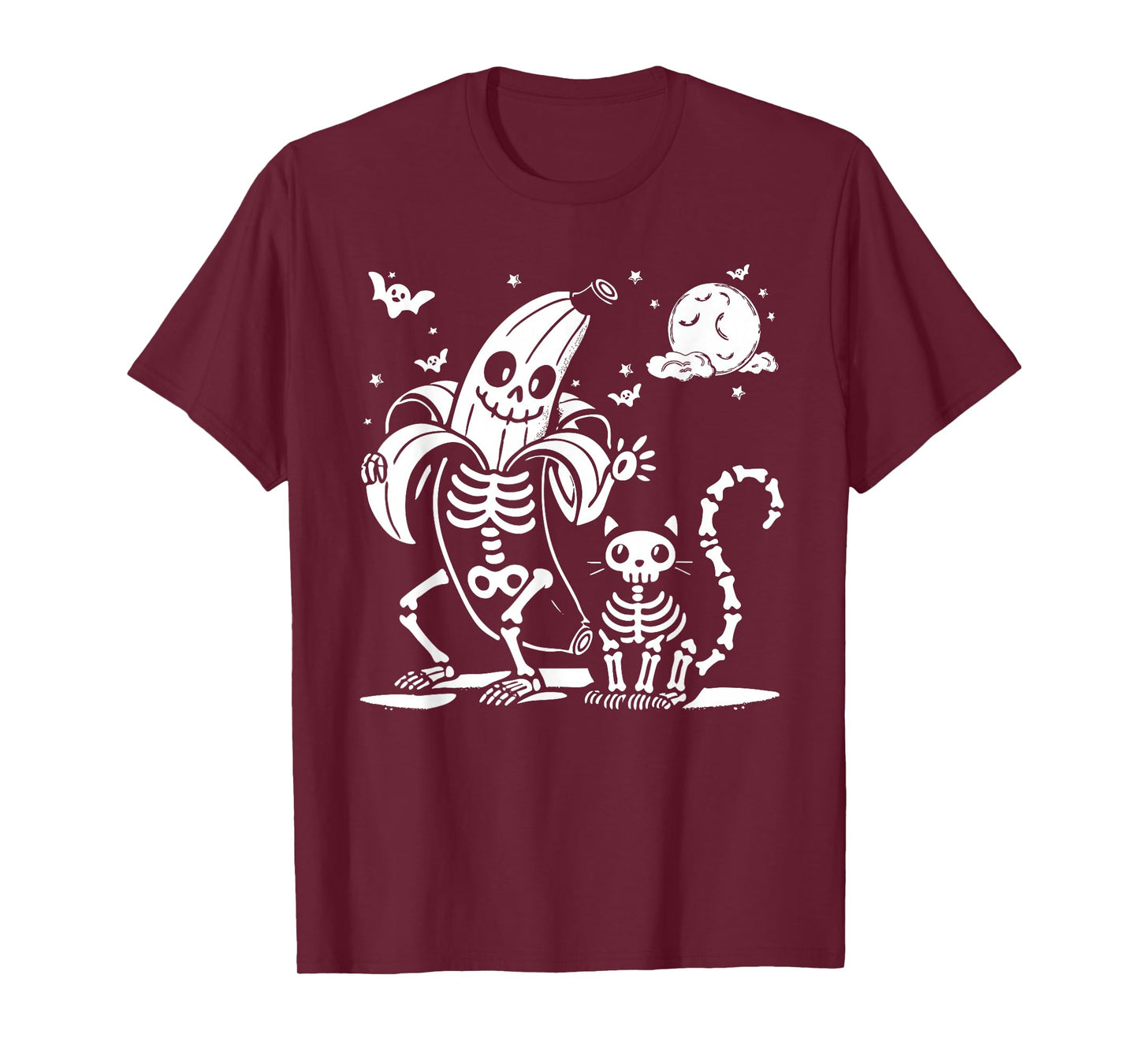 Funny cat Skeleton and Banana Skeleton for Halloween Parties T-Shirt