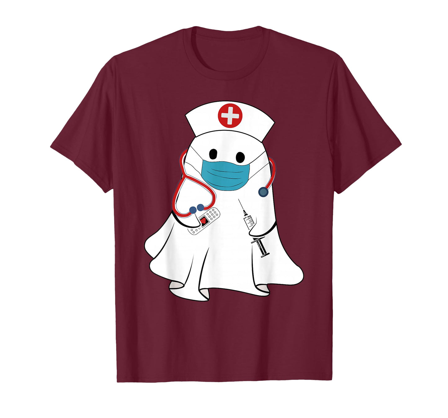 Nurse Ghost Halloween Costume Nursing Girls Women T-Shirt