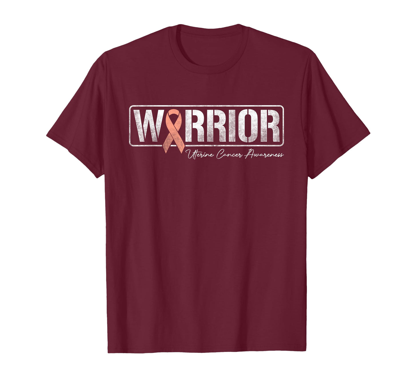 Uterine Cancer Warrior Uterine Cancer Awareness Peach Ribbon T-Shirt