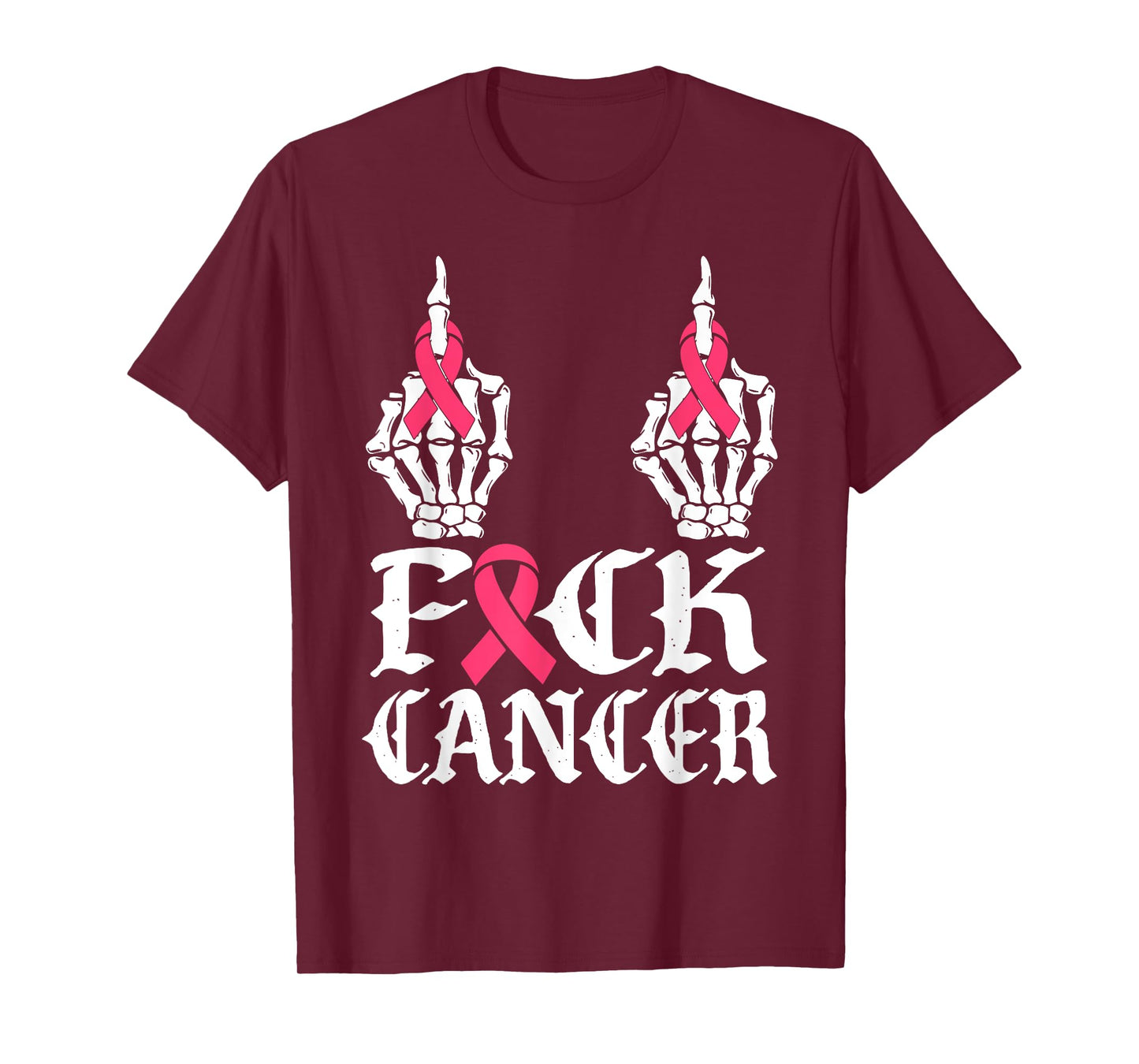 Fuck Cancer Skull and Crossbones Skeleton Breast Cancer T-Shirt