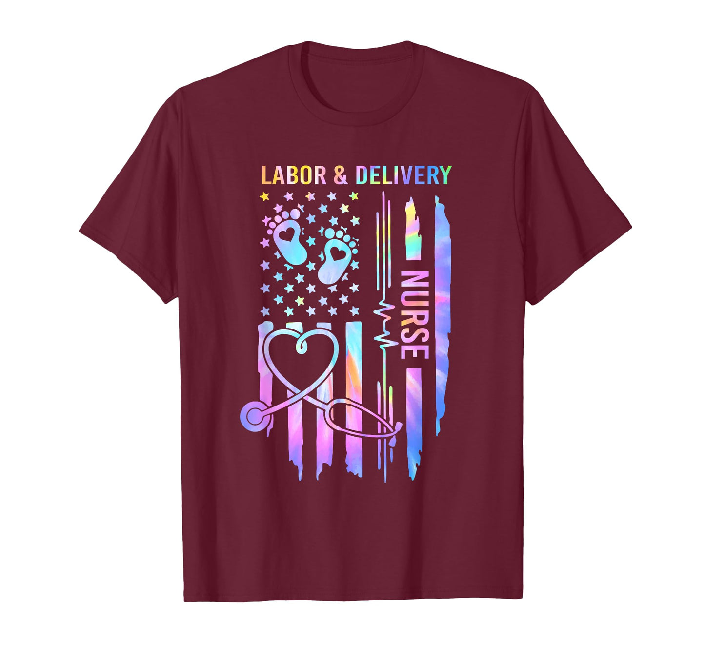 Labor and Delivery L&D Nurse Tie Dye T-Shirt - Women's Unisex Humorous Nursing Gift - Black, Small