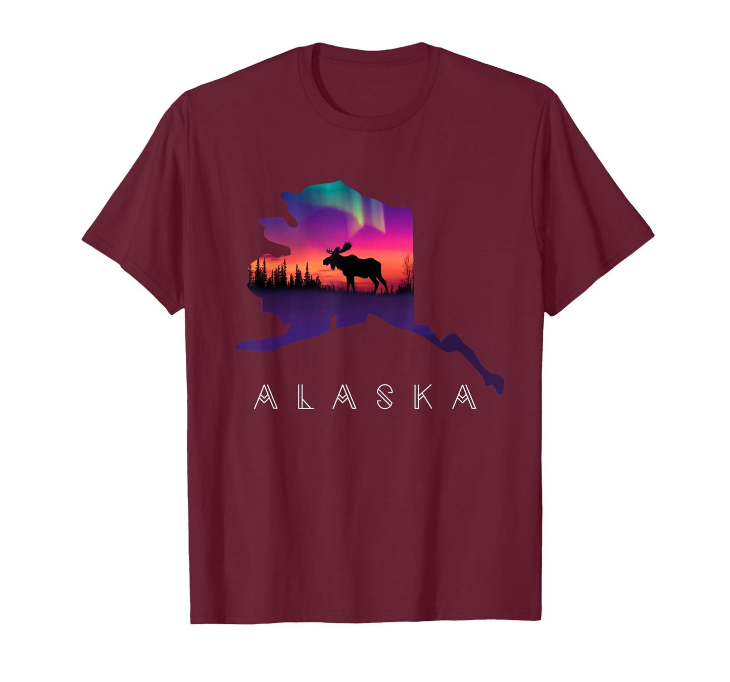 Alaska Moose Aurora Borealis - Alaska State & Landscape T-Shirt