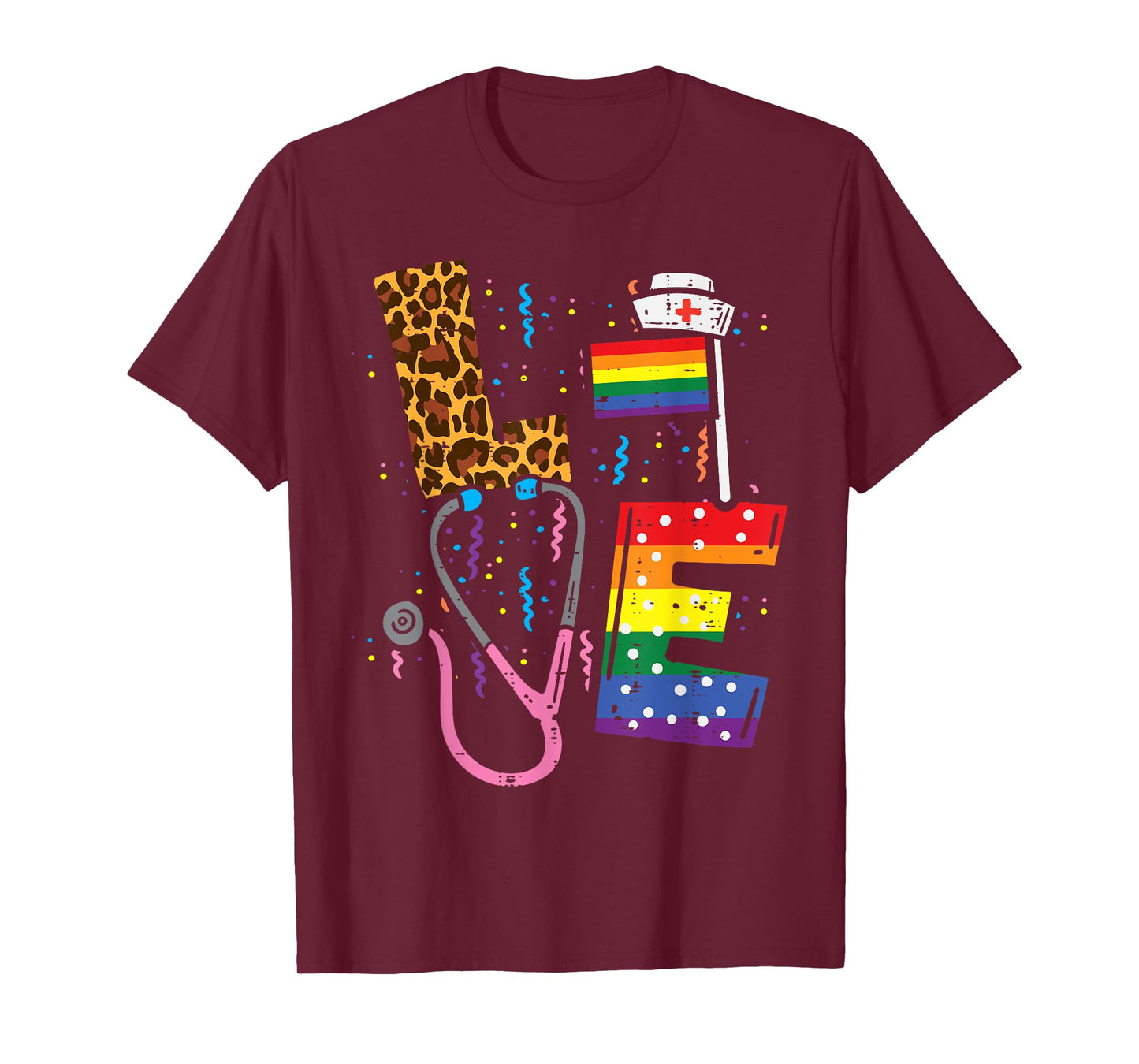Rainbow Flag Love Nurse RN Scrub Top LGBT Pride Month Gay T-Shirt