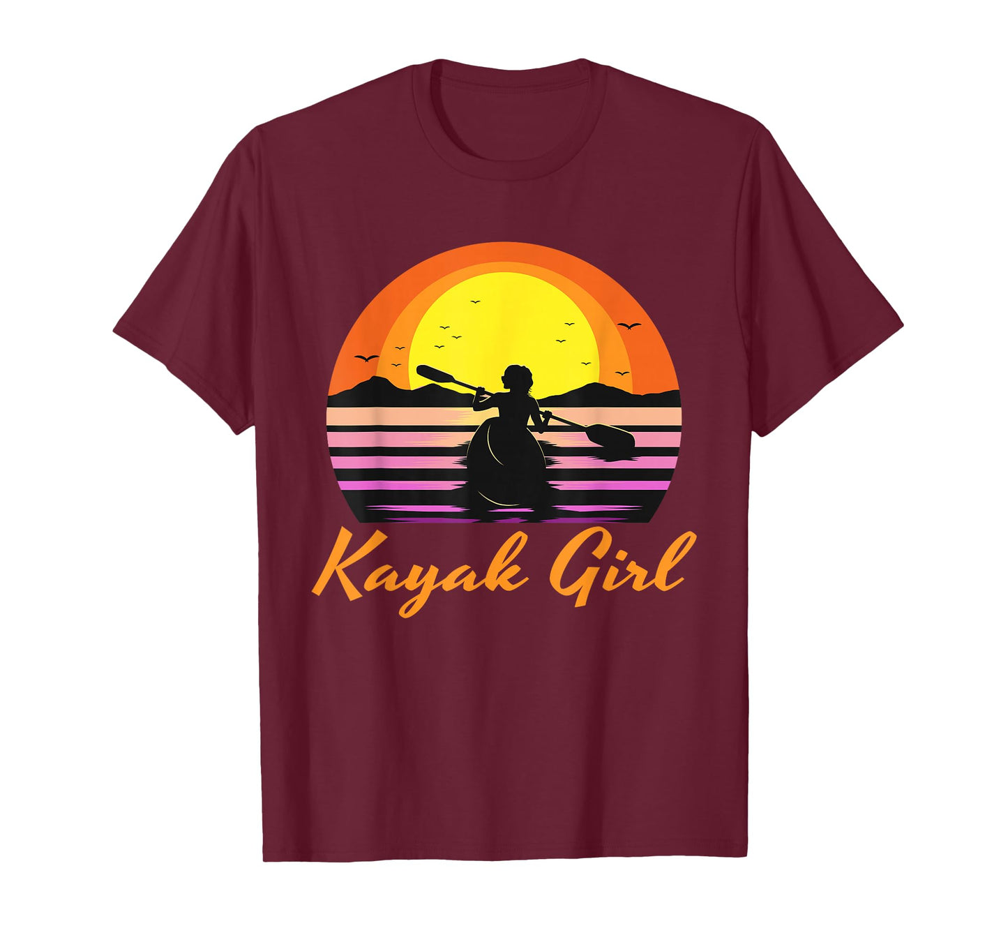 Kayak Girl Funny Kayaking Sunset Kayaker Boating Boat Lovers T-Shirt