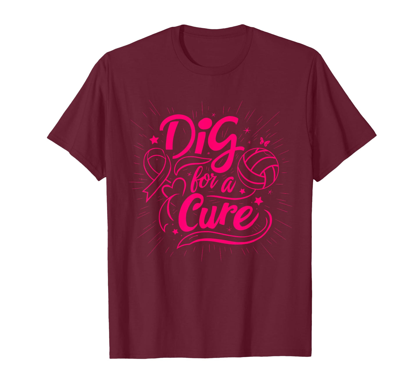 Dig For A Cure Breast Cancer Awareness Volleyball Pink T-Shirt
