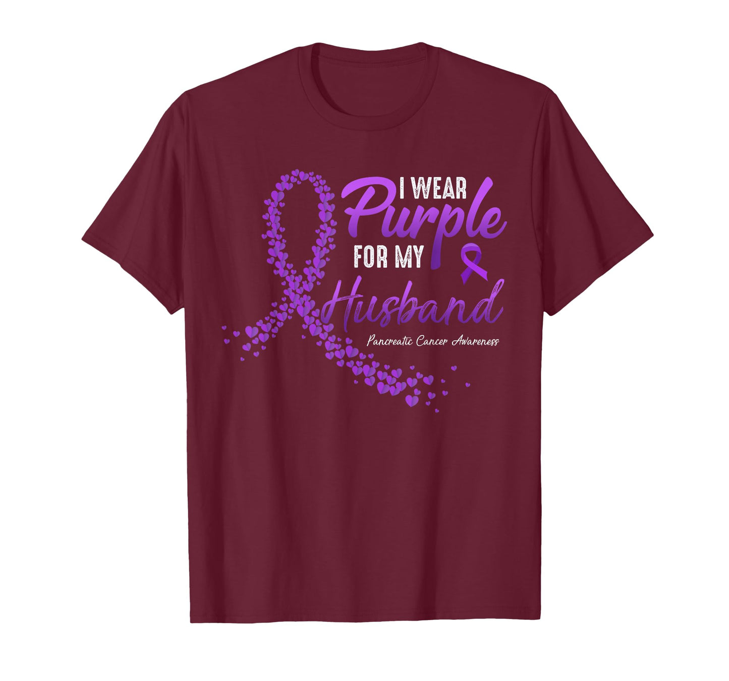 I Wear Purple For HUSBAND Pancreatic Cancer Awareness gifts T-Shirt