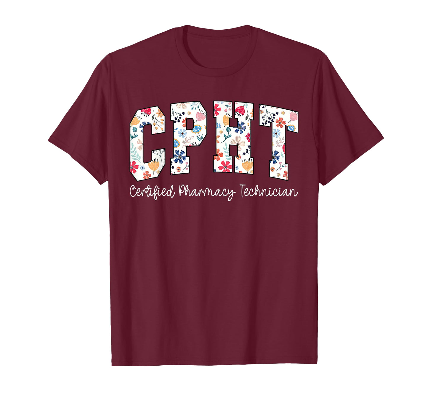 Retro Floral CPHT Certified Pharmacy Technician Pharmacist T-Shirt