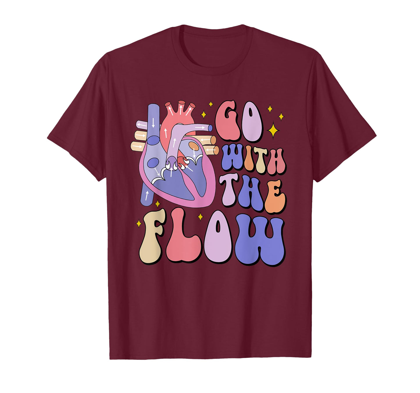 CVICU Cardiac Nurse Anatomy Cardiology Human Heart Flow T-Shirt