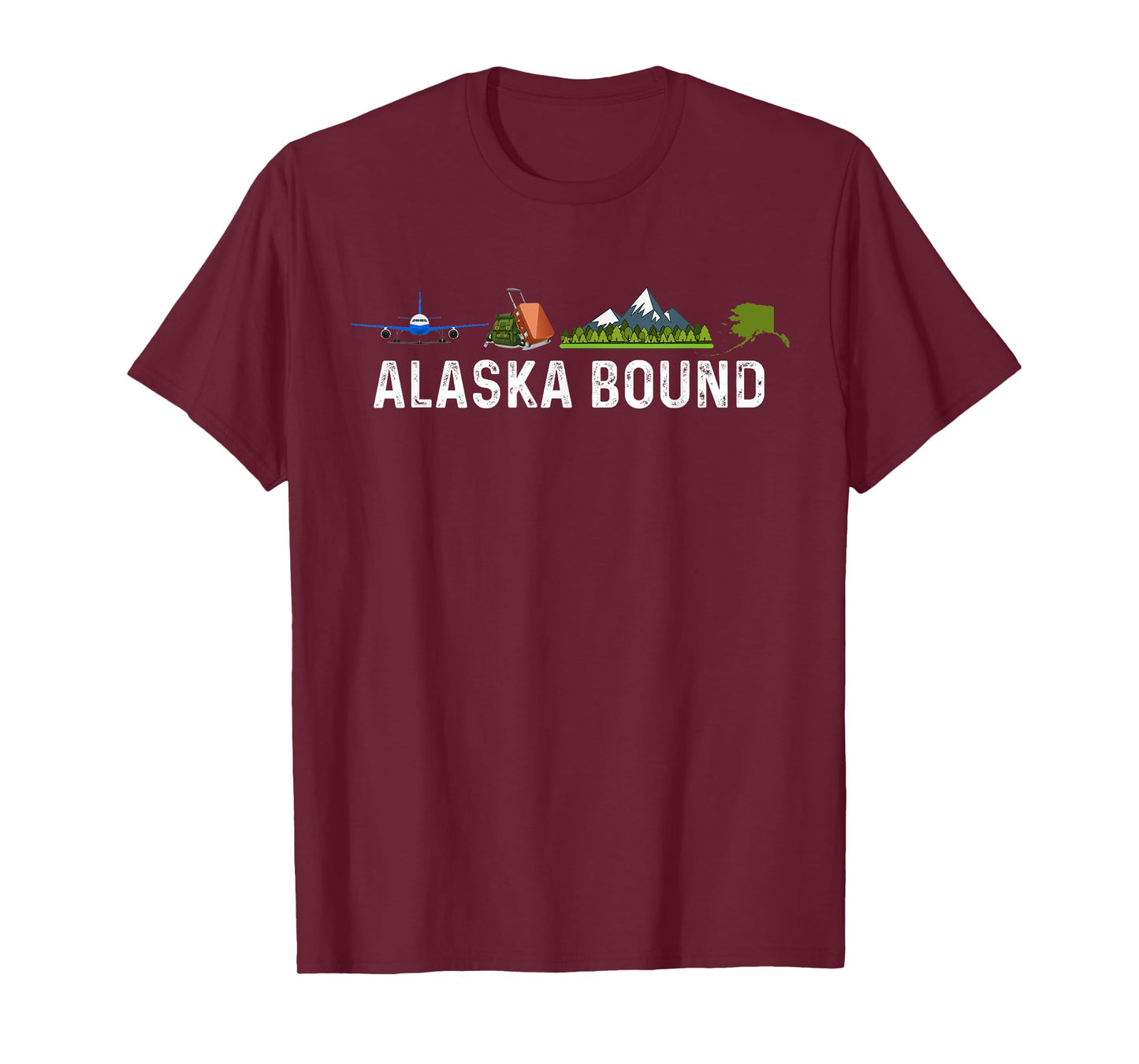 Alaska Bound Airplane Luggage and Mountains T-Shirt