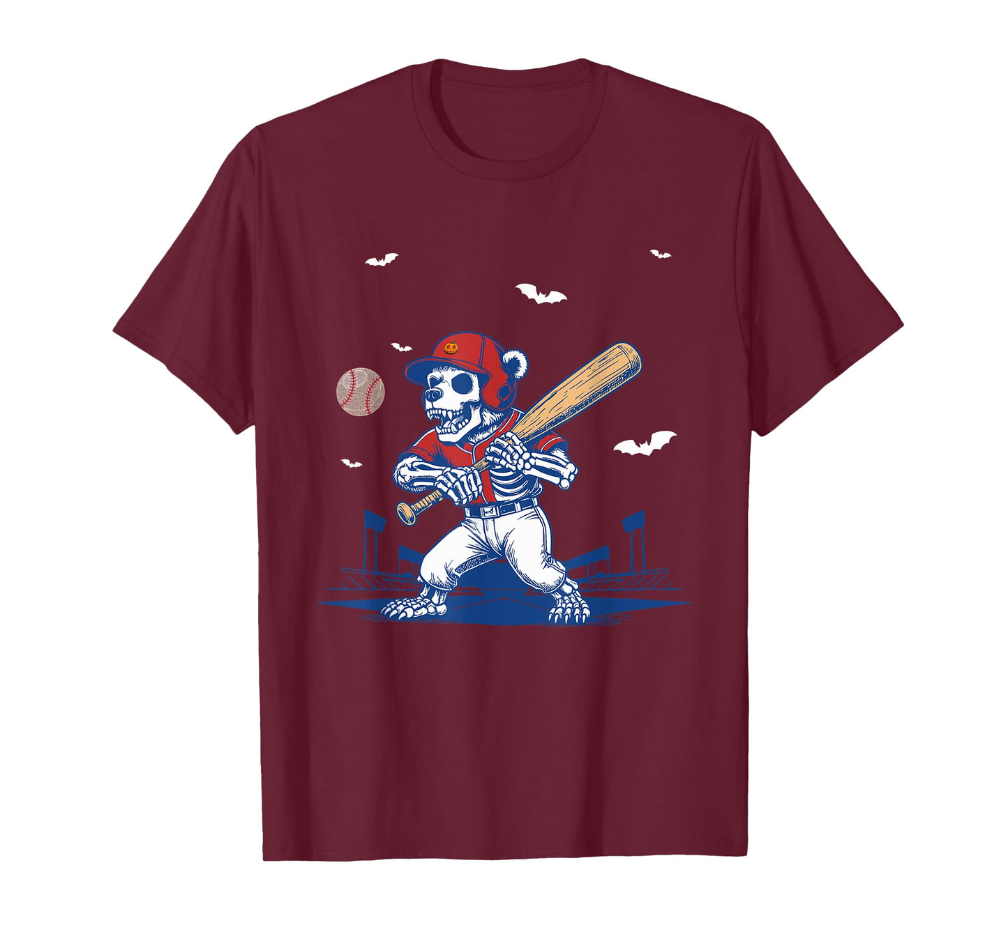 Skeleton Baseball Bear Halloween Happiness Have Fun T-Shirt