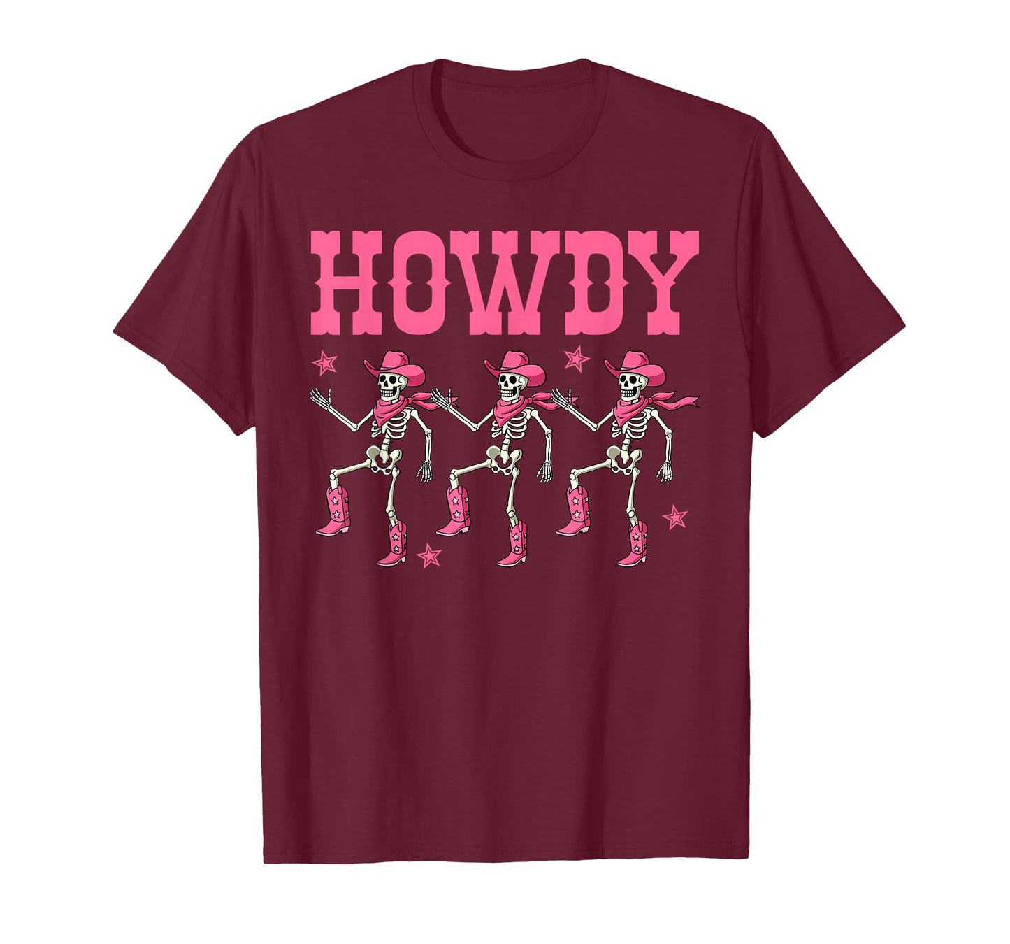 Howdy Western Women Girls Skeleton Cowgirl Dancing T-Shirt