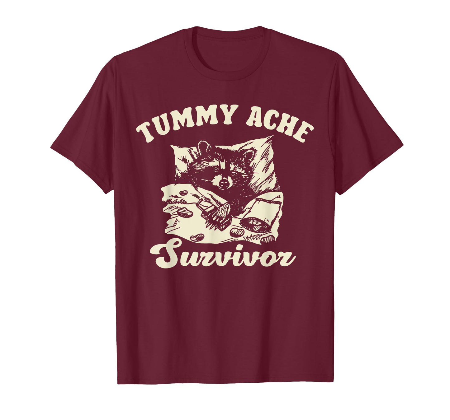 Vintage Tummy Ache Survivor Racoon Retro 90s Animal Lover T-Shirt