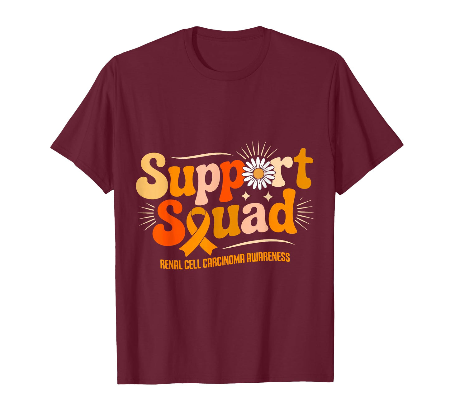 Support Squad Renal Cell Carcinoma Awareness Retro Ribbon T-Shirt