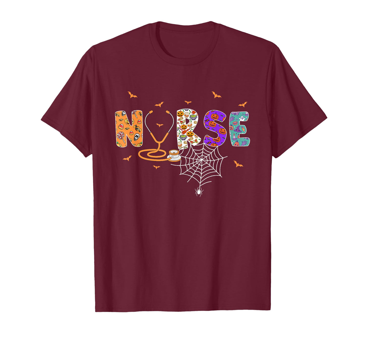 Halloween Nurse Scrub Top Stethoscope Nursing T-Shirt