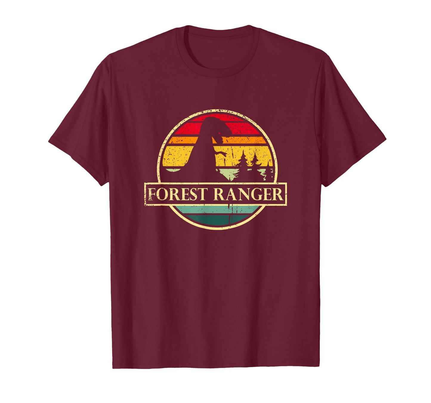 Retro Forest Ranger Dinosaur Vintage Forester Nature Camping T-Shirt