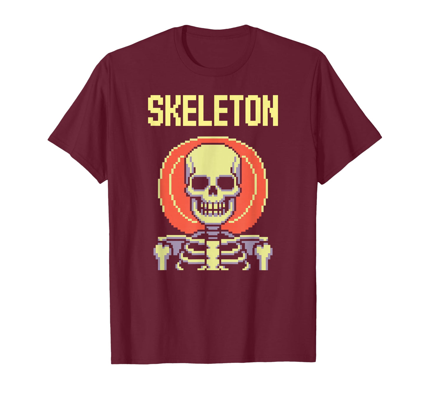 Skeleton – Spooky 16-Bit Pixel Arcade Monster Style T-Shirt