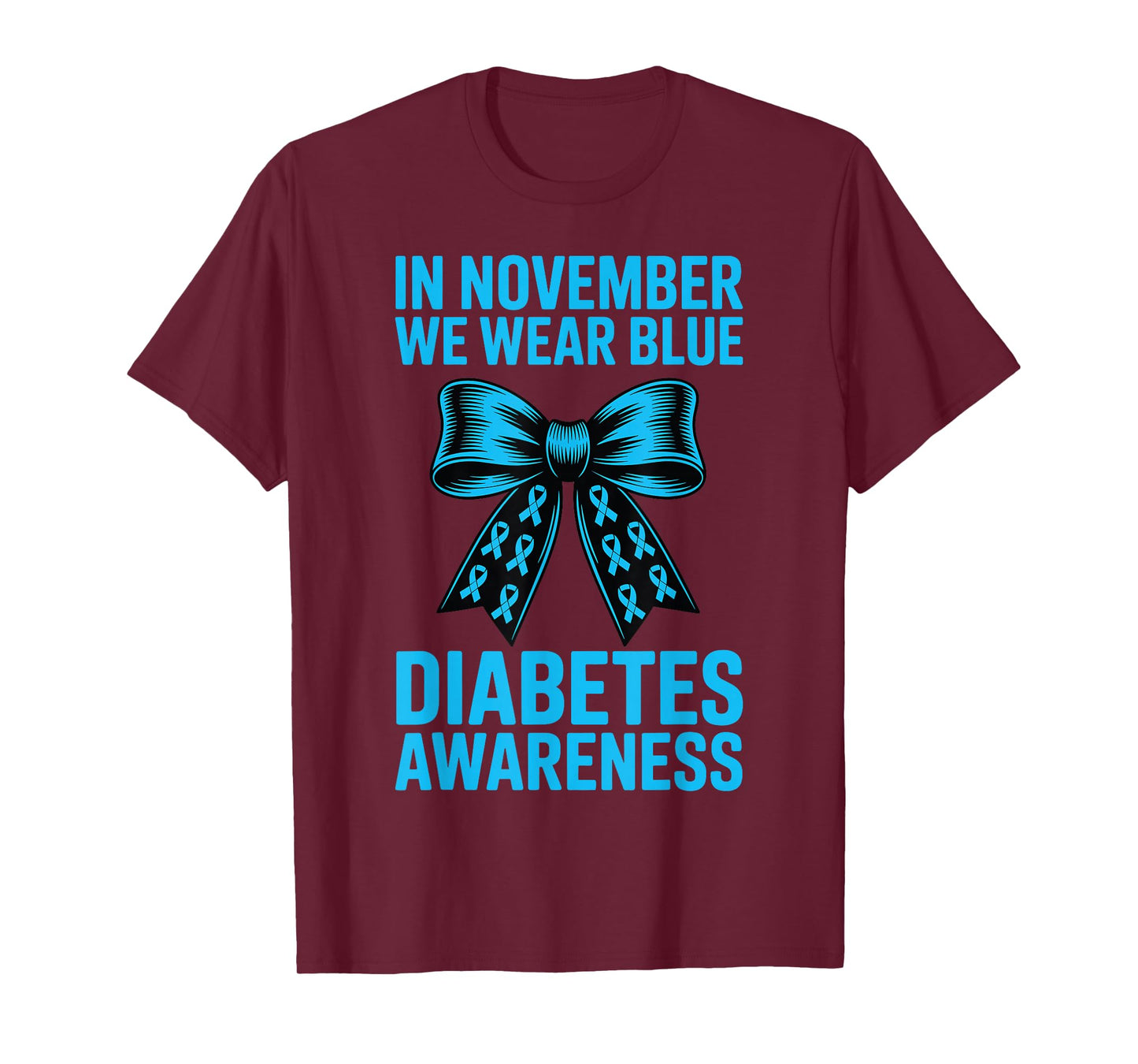 Diabetes Awareness Coquette Bow in November We Wear Blue T-Shirt