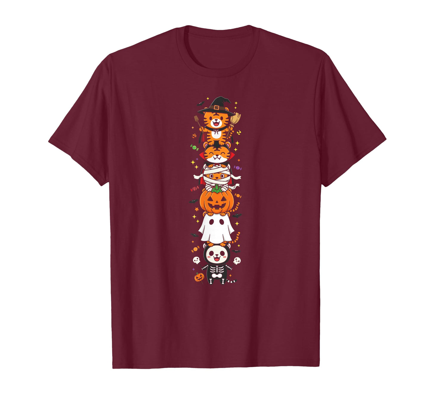 Funny Tiger Witch Vampire Ghost Halloween Kids Mens Womens T-Shirt