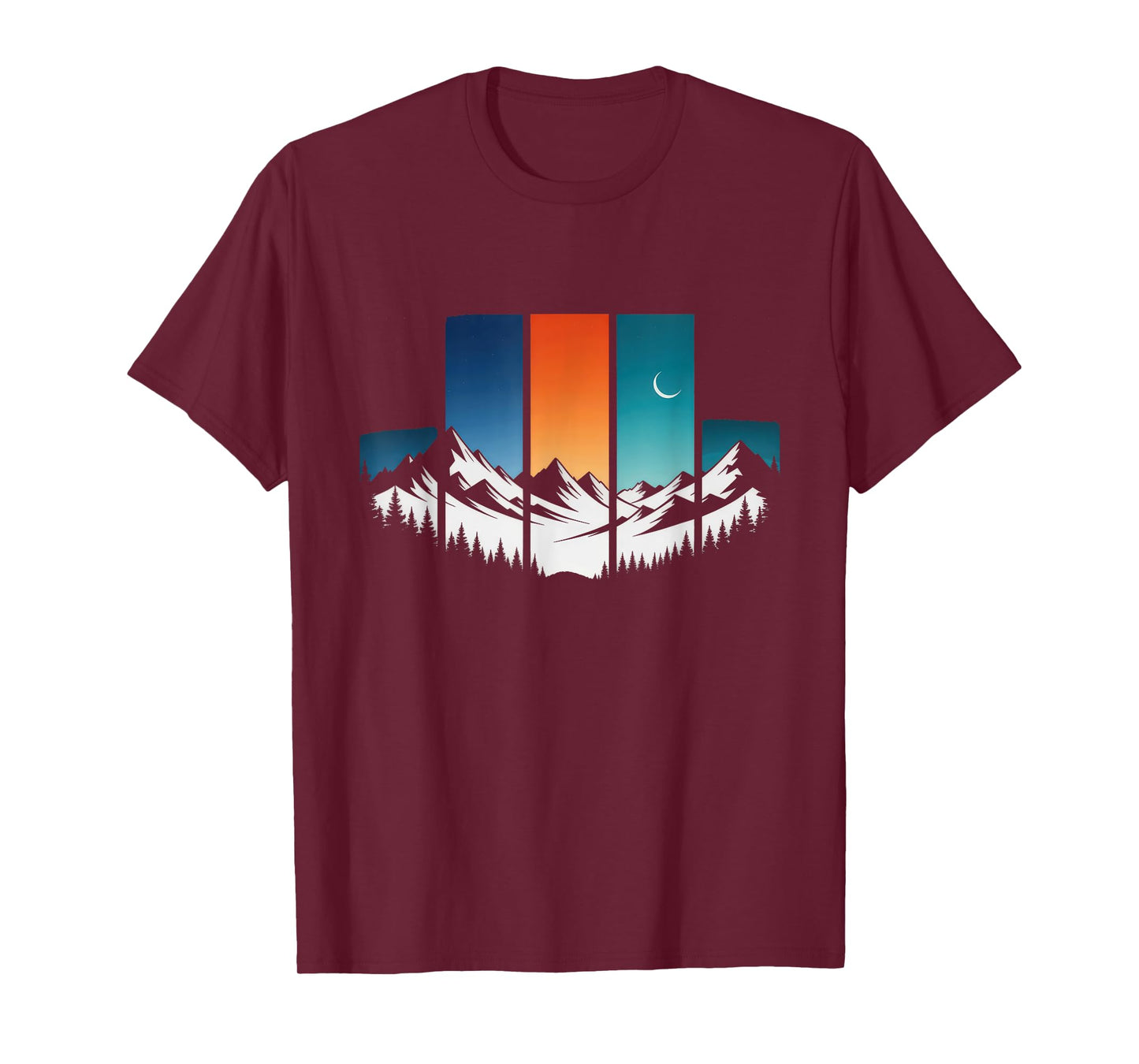 Trees Mountains Moon Adventure Outdoor Wildlife Forest T-Shirt