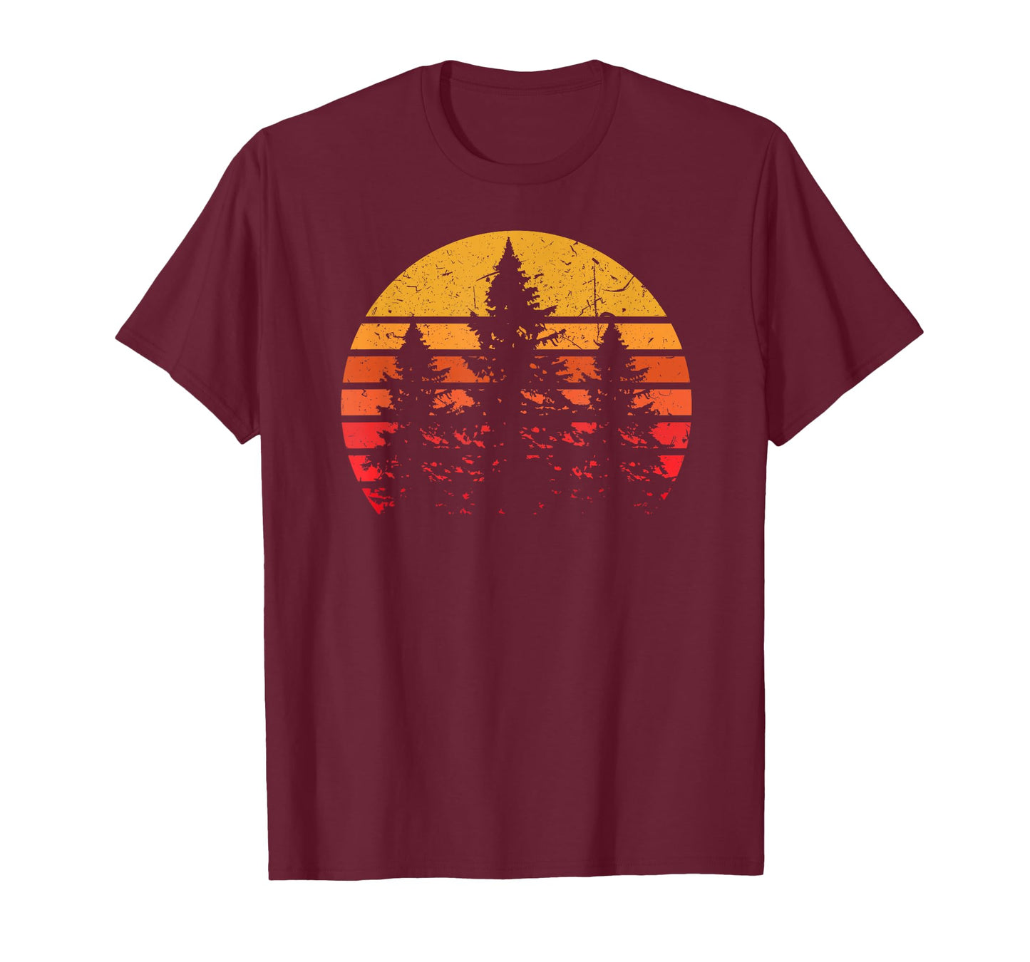 Retro Sun Minimalist Pine Tree Design - Graphic Tee Shirt T-Shirt
