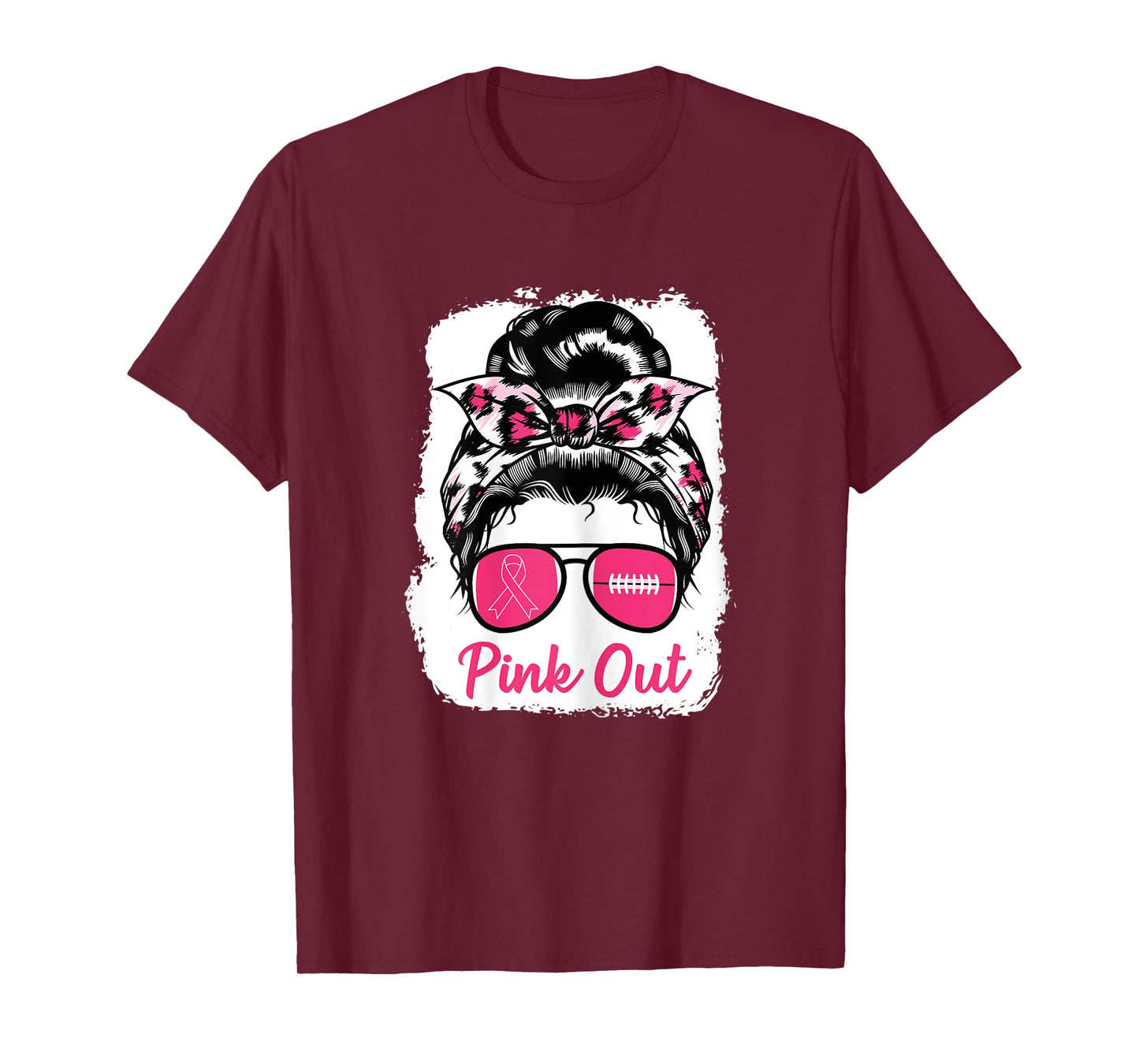 Pink Out Bleached Football Mom Breast Cancer Awareness Girls T-Shirt