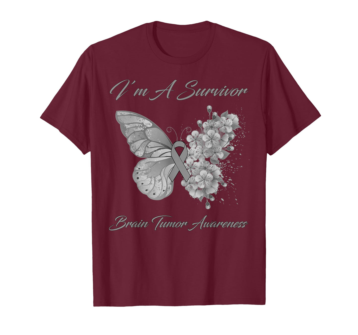 Butterfly I’m A Survivor Brain Tumor Awareness T-Shirt