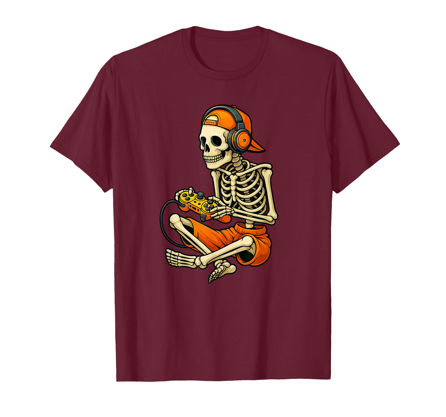 Halloween Skeleton Gamer Video Gaming Boys Men Kids T-Shirt