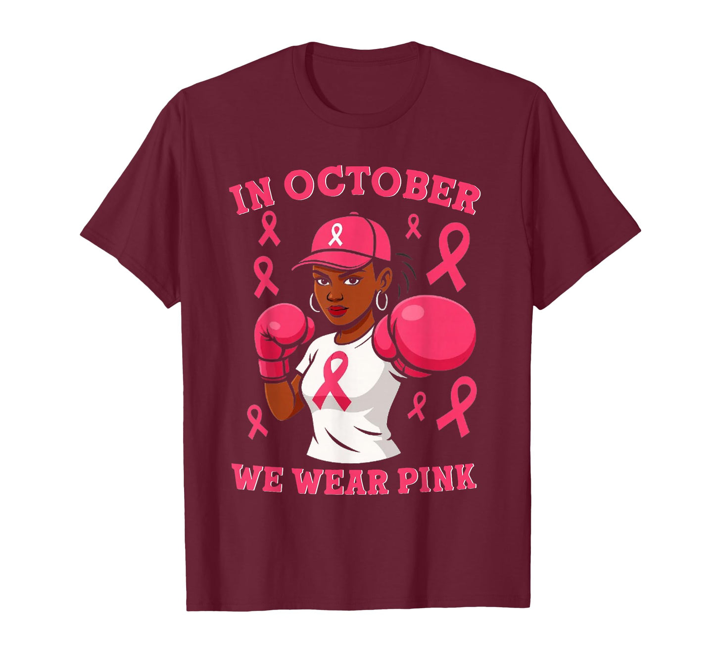Black African American in October We Wear Pink Breast Cancer T-Shirt
