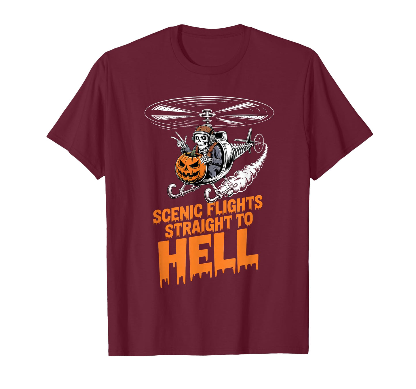 Skeleton Helicopter Pilot Halloween Funny Spooky Aviation T-Shirt