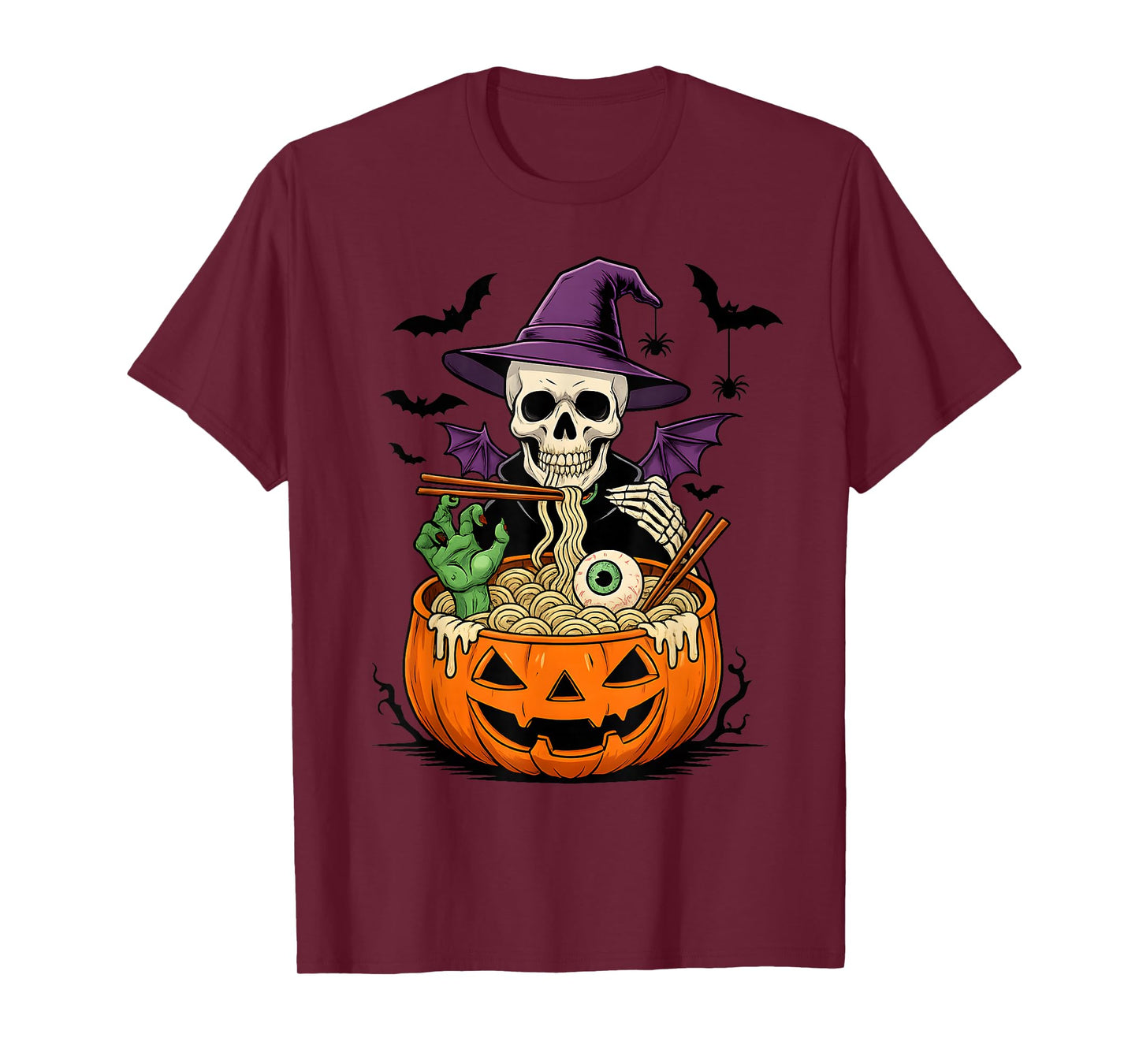 Anime Skeleton Ramen Halloween Funny Graphic Tee Skeleton T-Shirt