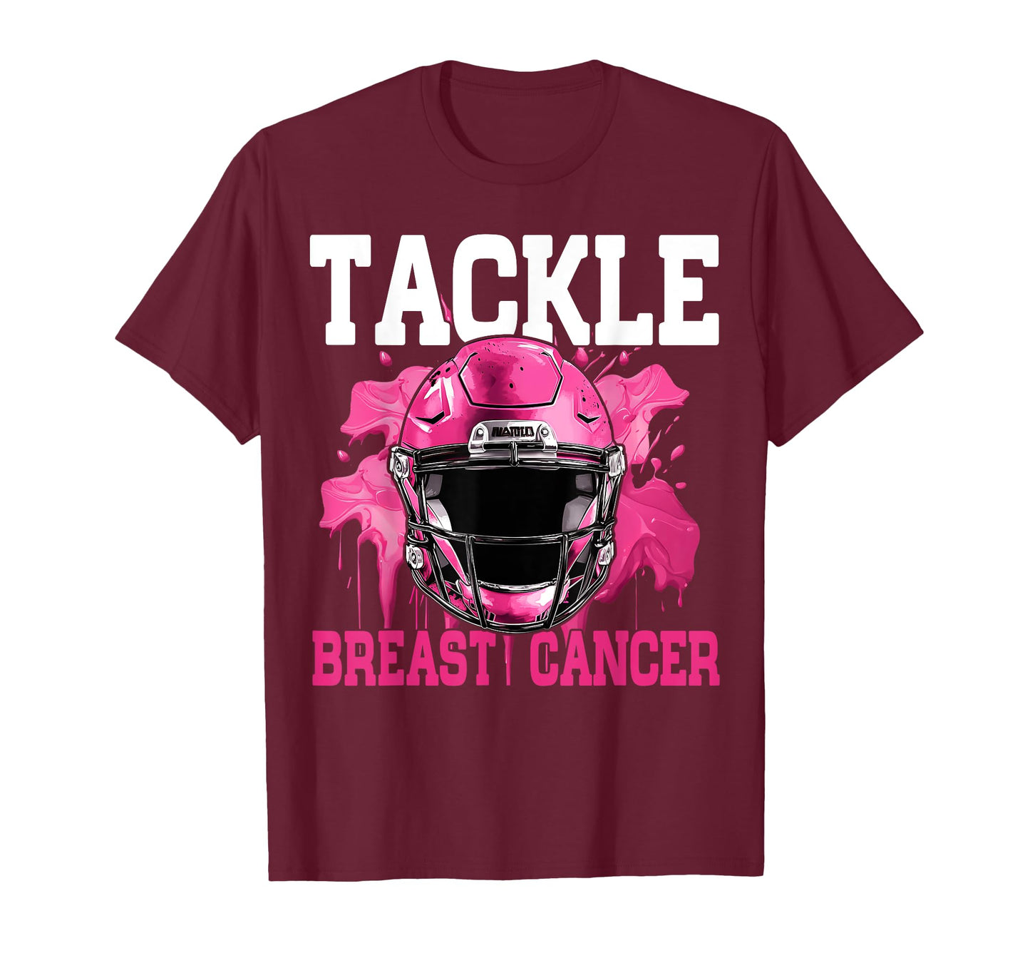 Tackle Football Breast Cancer Awareness Pink Ribbon Boys Kid T-Shirt
