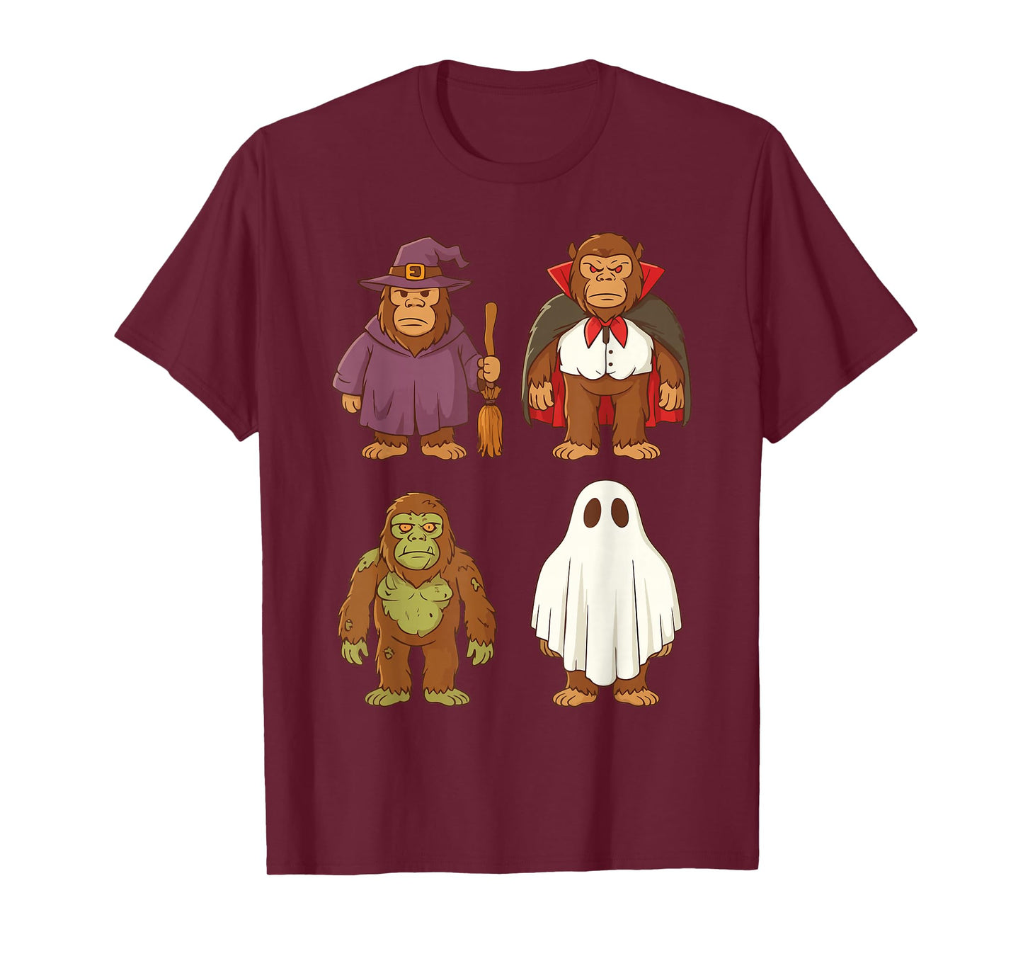 Funny Bigfoot Ghost Witch Zombie Halloween Costume Boys Girl T-Shirt