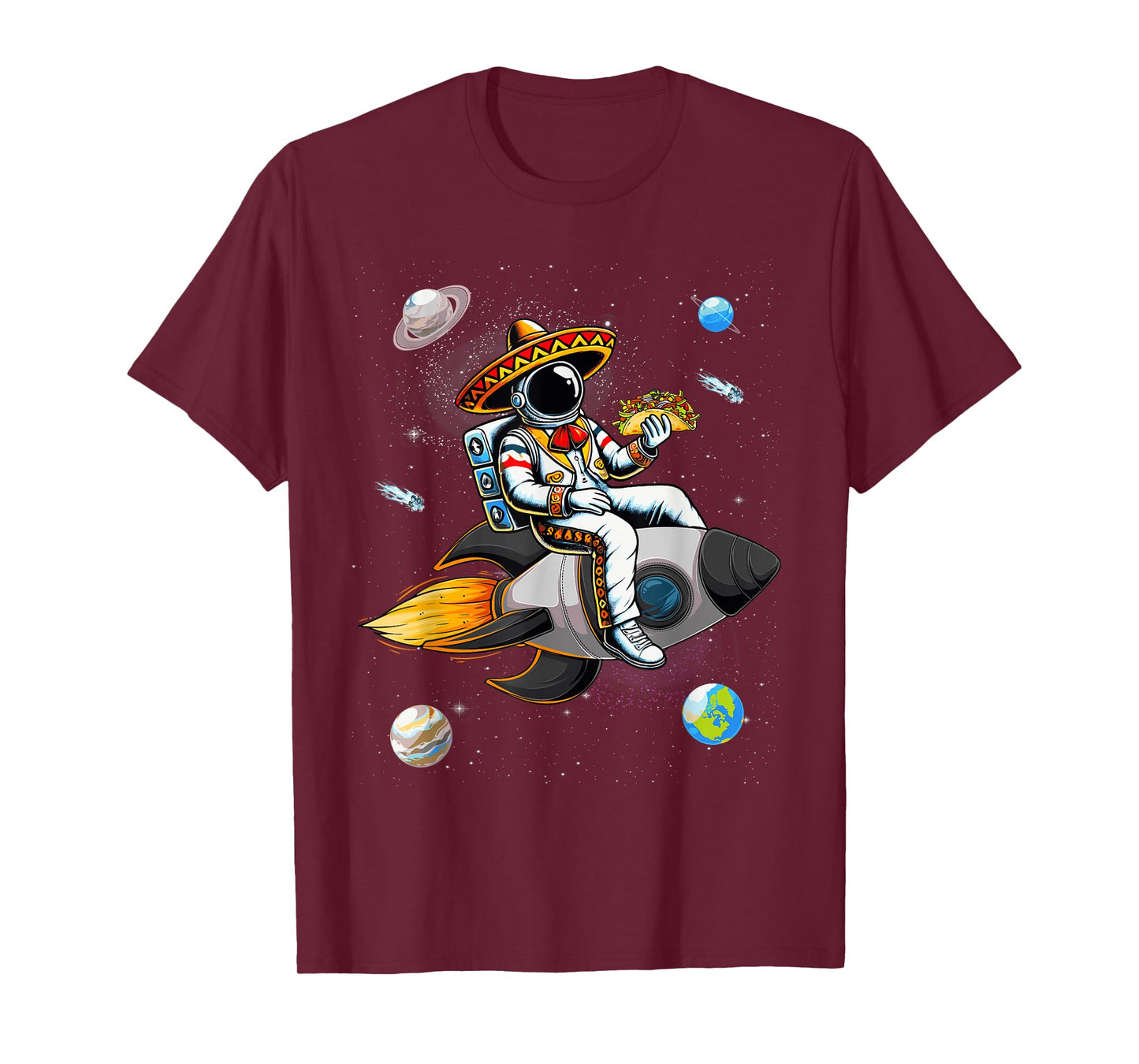Funny Astronaut & Taco Sombrero Cinco De Mayo Mexican Fiesta T-Shirt