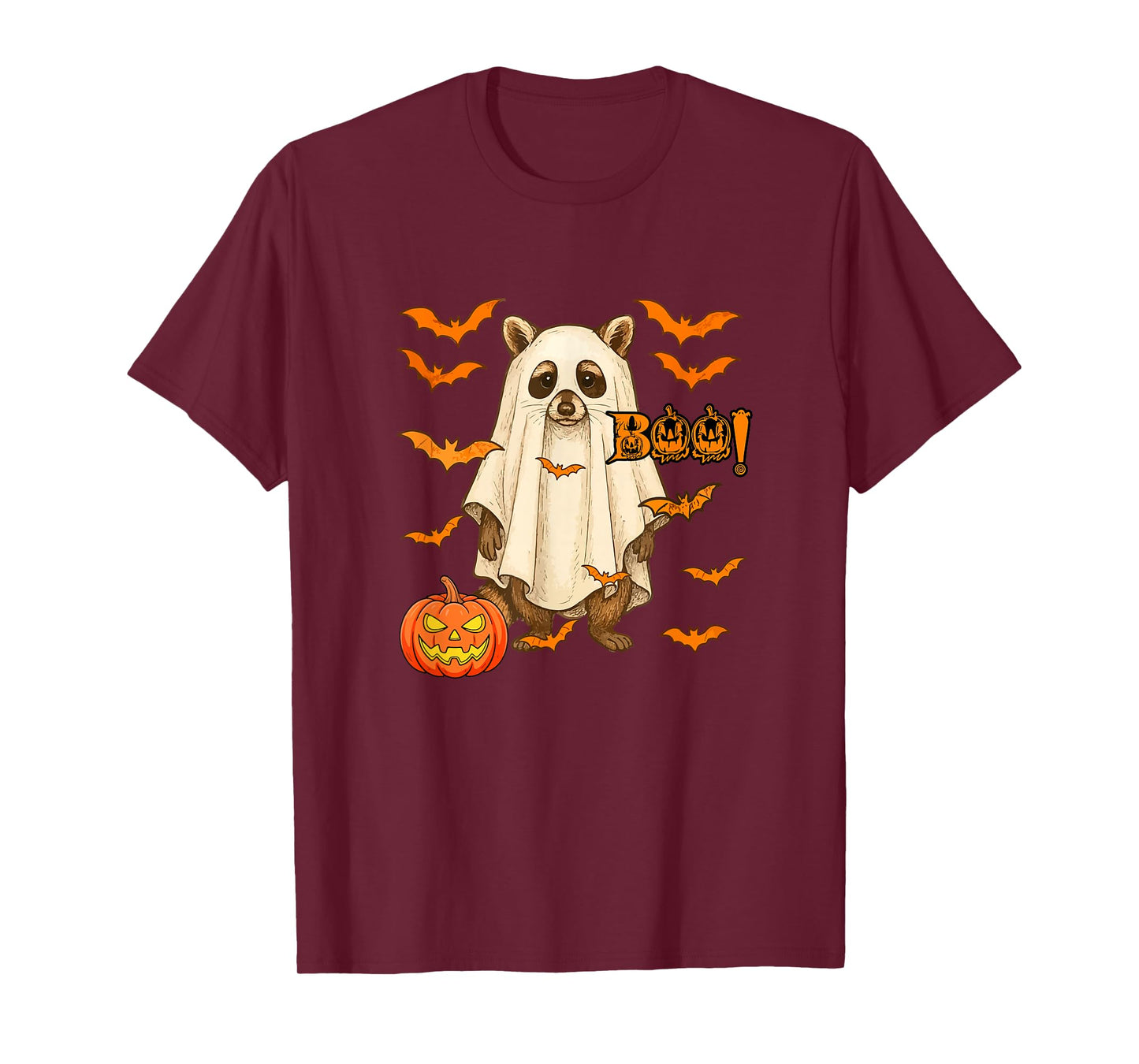 Boo Halloween Raccoon Cosplay Ghost Costume Animal Lover T-Shirt