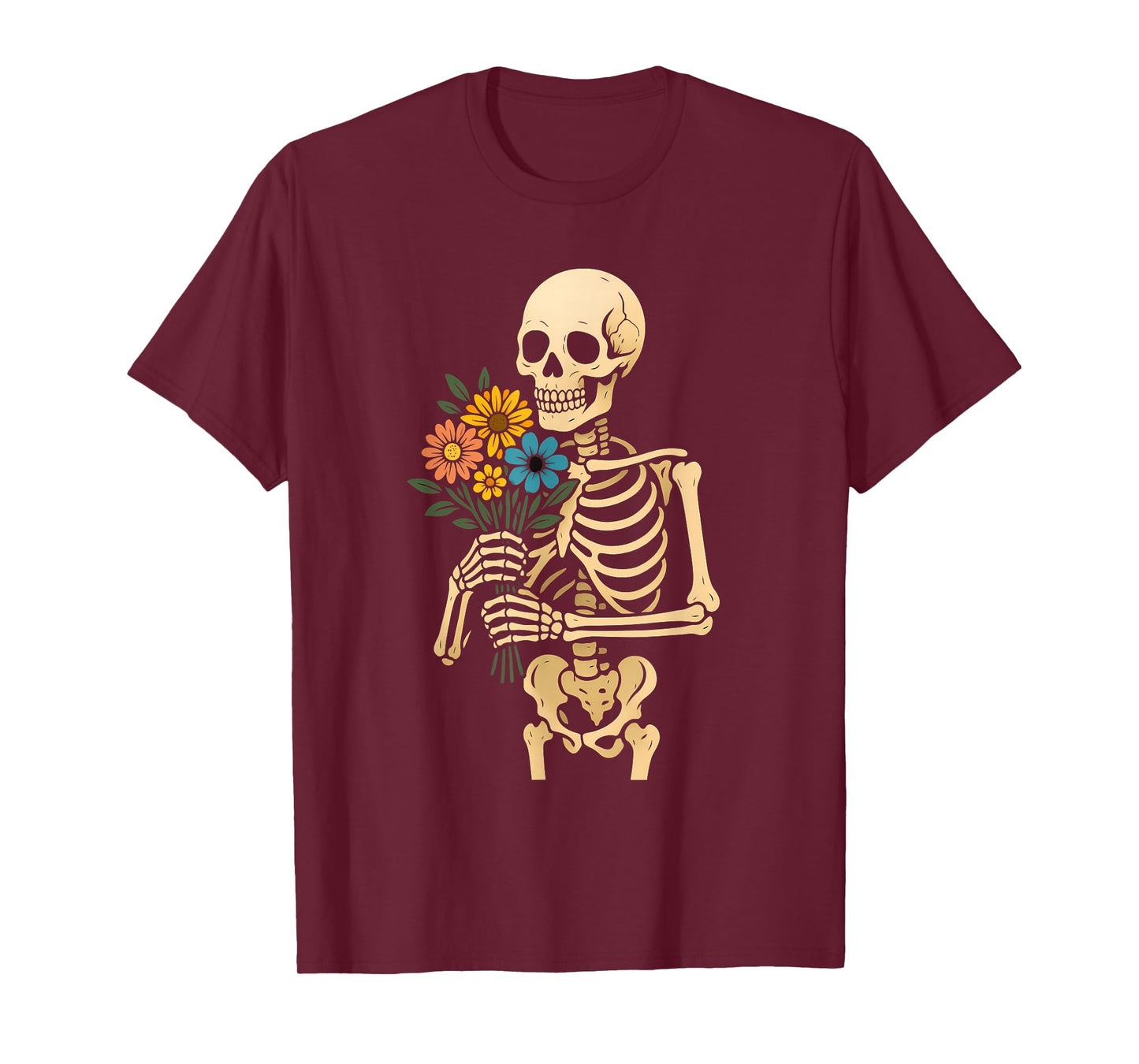 Skeleton with Flower Bouquet Halloween T-Shirt