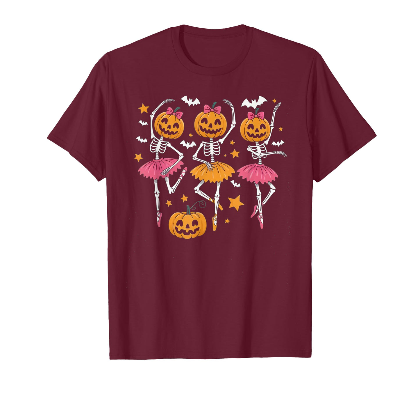 Girls Halloween Ballet Skeleton Pumpkin Skeleton Women Gifts T-Shirt