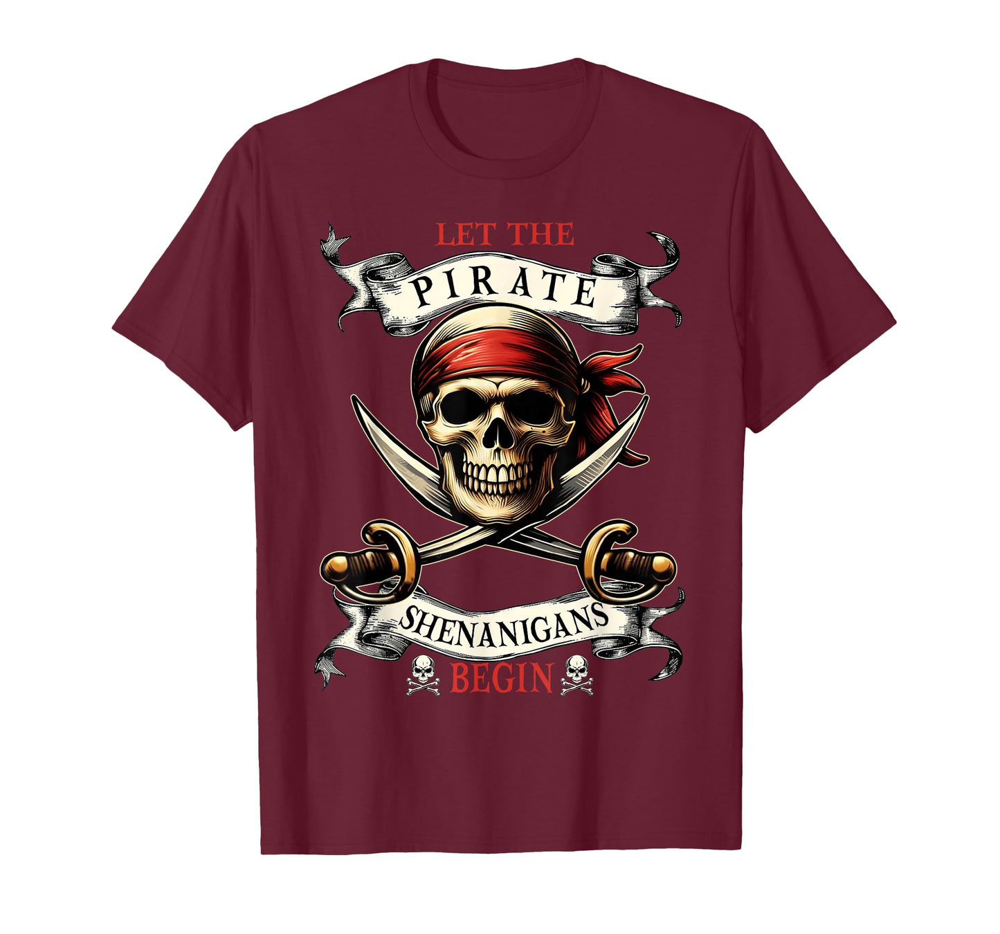 Let The Pirate Shenanigans Begin Pirate Skull Halloween Boys T-Shirt