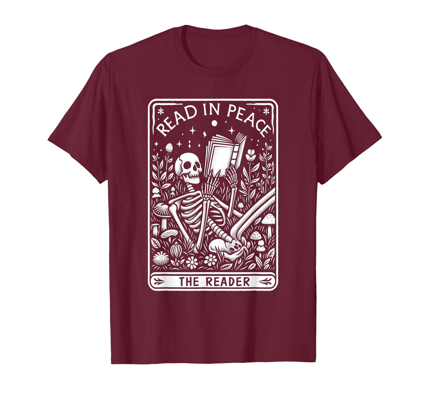 Read in Peace The Reader Skeleton Art T-Shirt