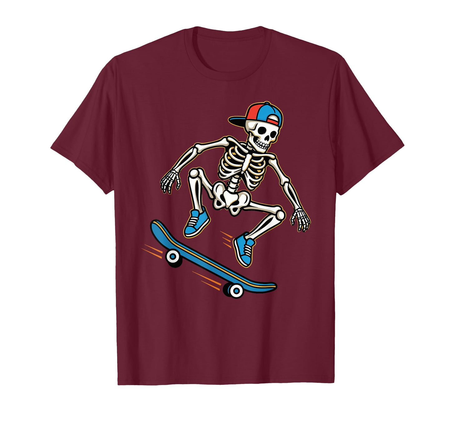 Skateboarding Skeleton Ollie Retro Skate Punk Art T-Shirt