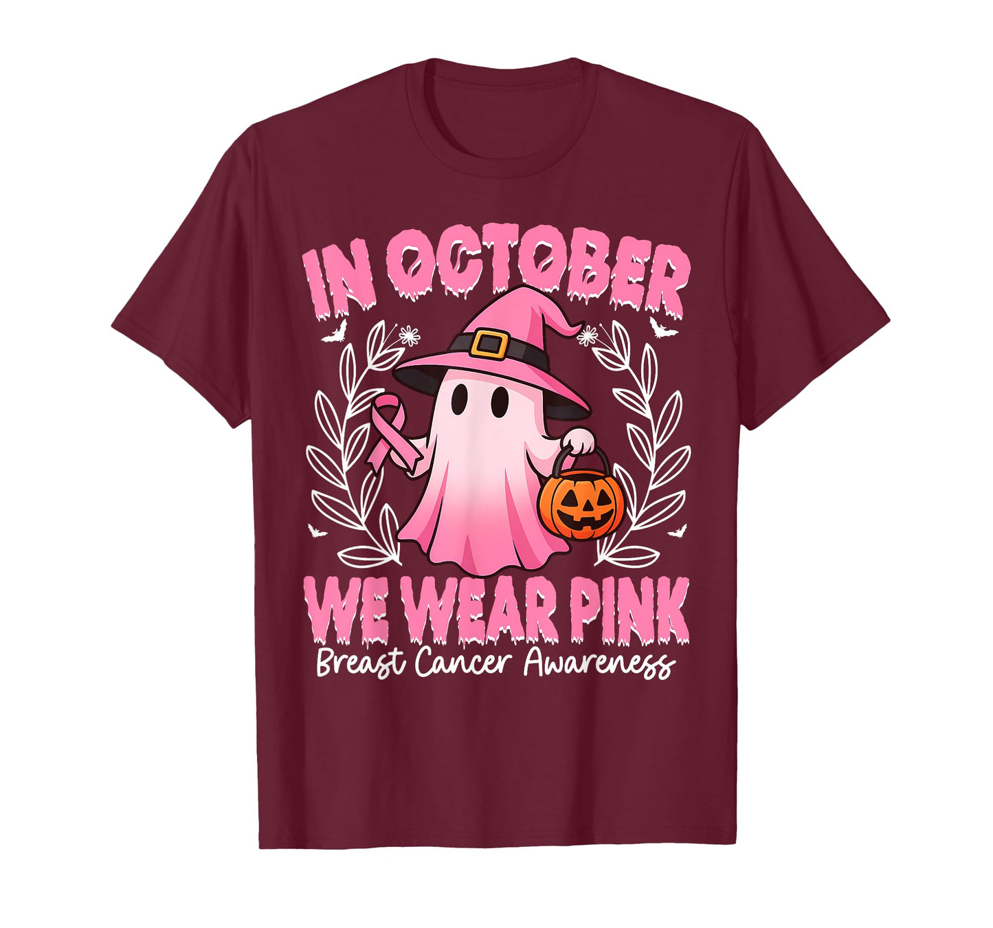 Breast Cancer Awareness in October We Wear Pink Halloween T-Shirt