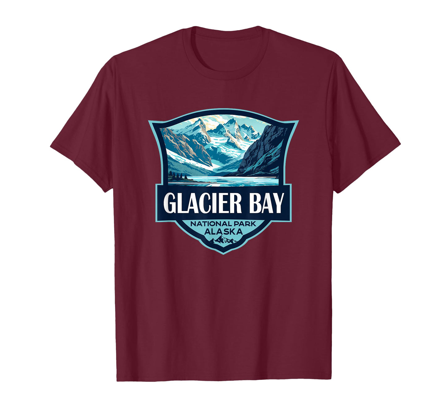 Glacier Bay National Park Illustration Travel Retro Badge T-Shirt