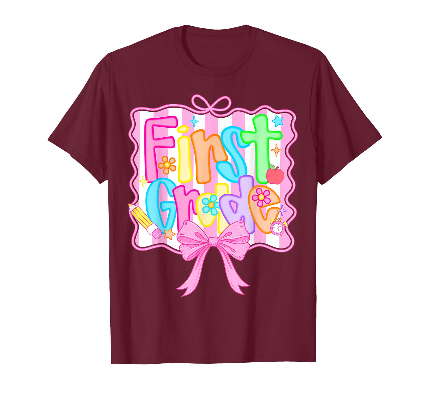 First Grade Back to School Bow Cute Coquette 1st Grade Girls T-Shirt