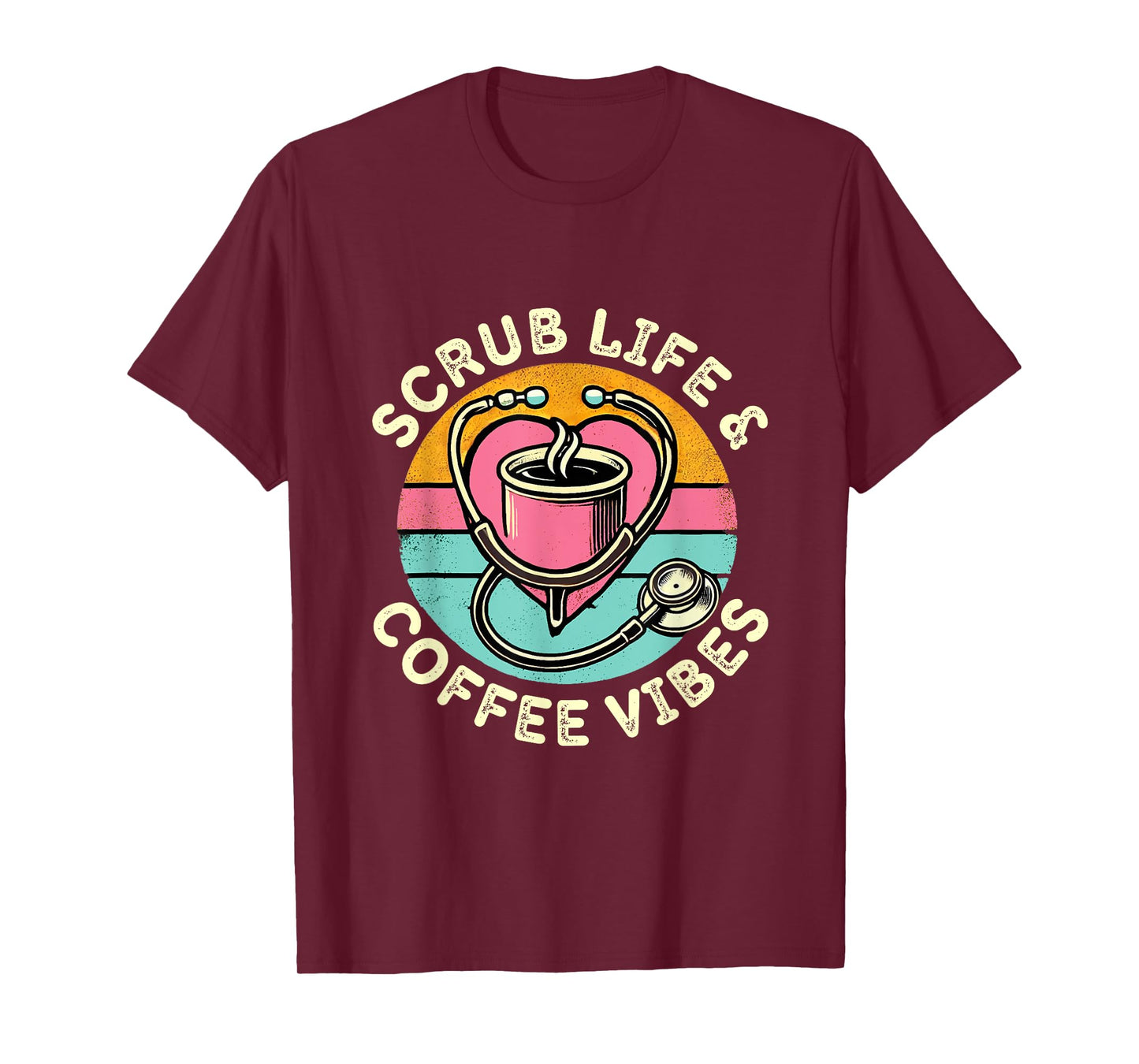 Cute Registered Nurse Life Retro RN Coffee Lover Womens T-Shirt