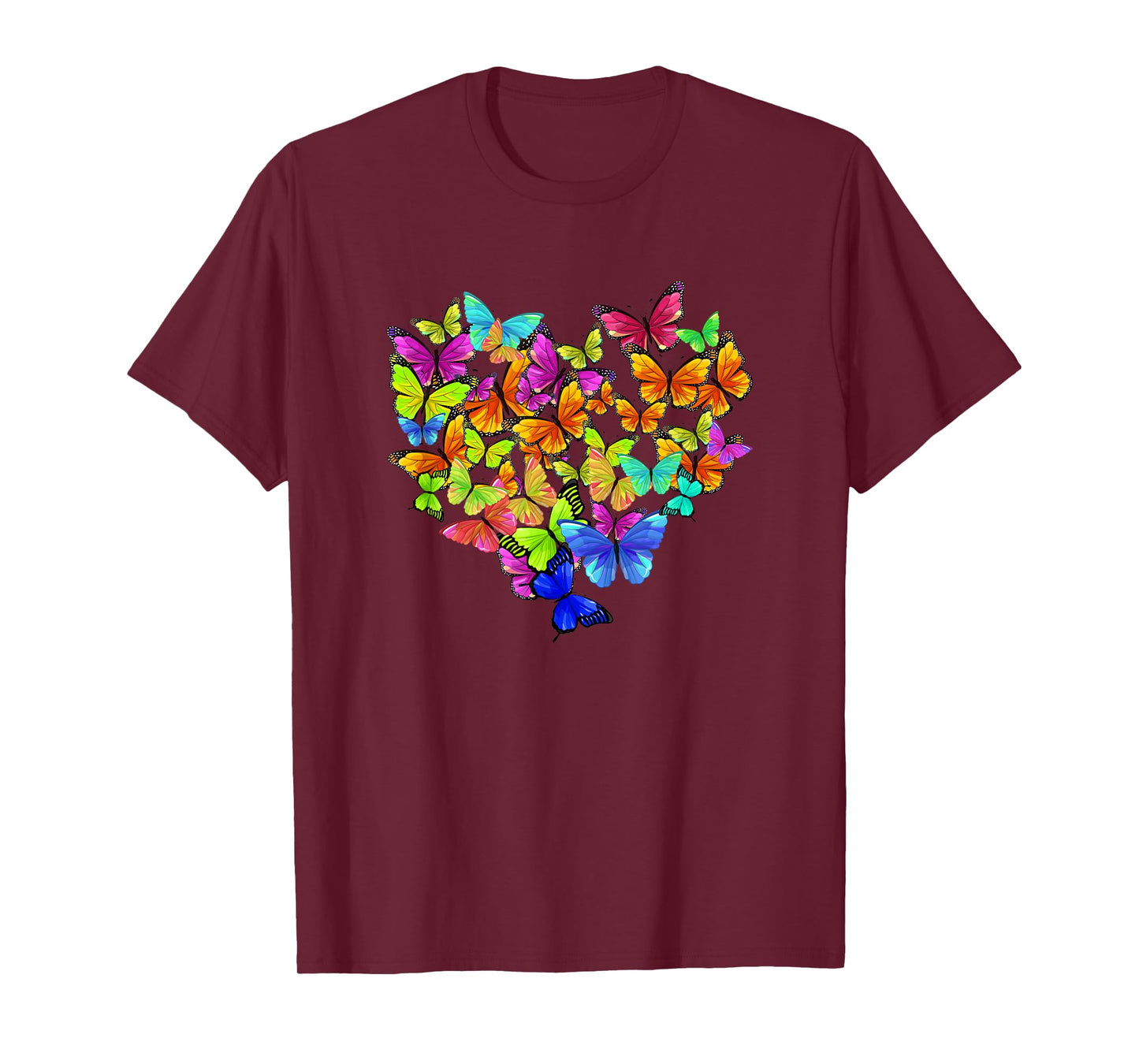 Colorful Cute Butterfly Heart - Rainbow Butterflies T-Shirt